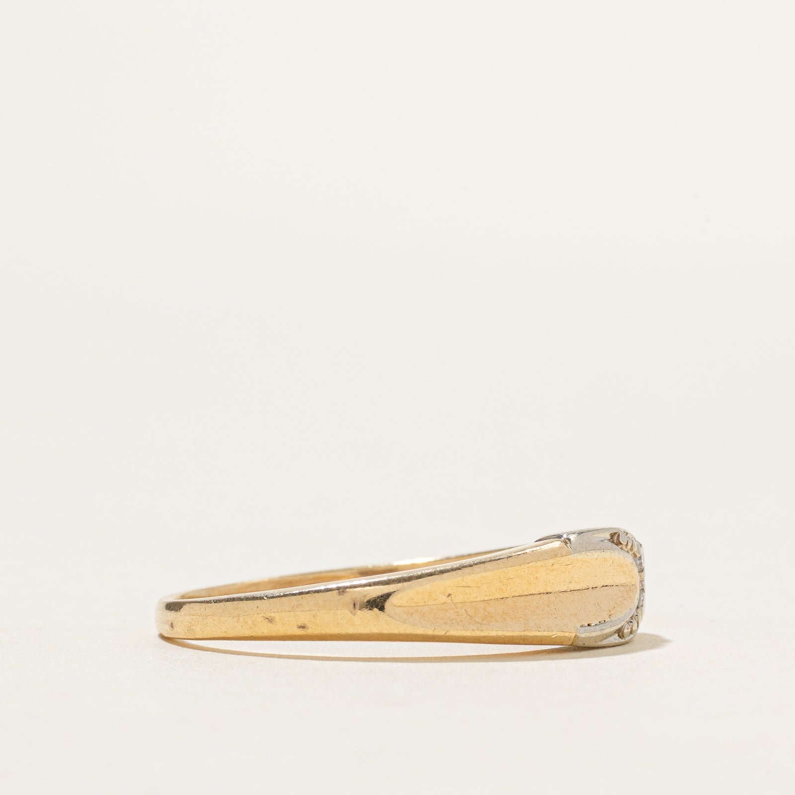 14k Two-Tone Diamond Buckle Ring | SZ 8