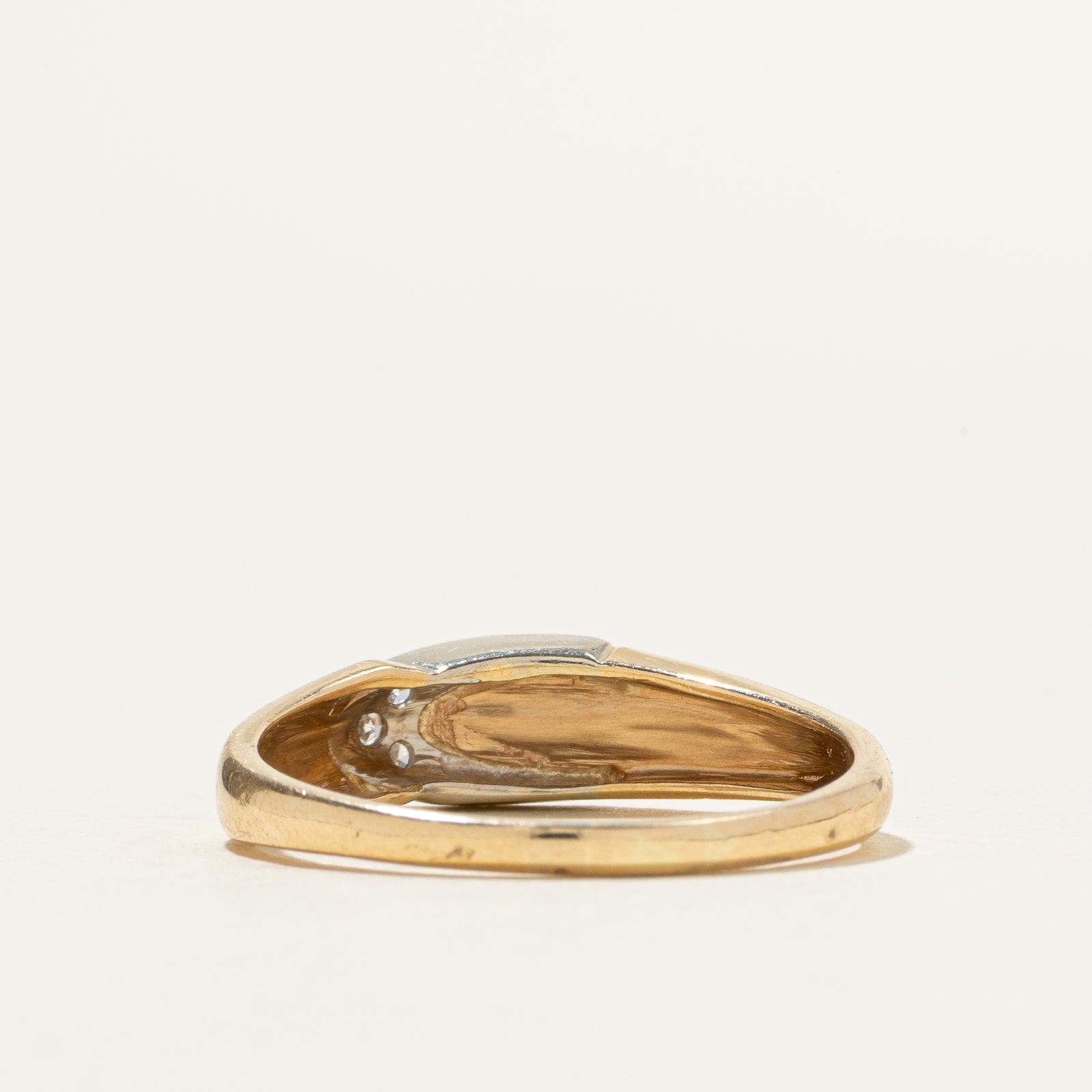 14k Two-Tone Diamond Buckle Ring | SZ 8