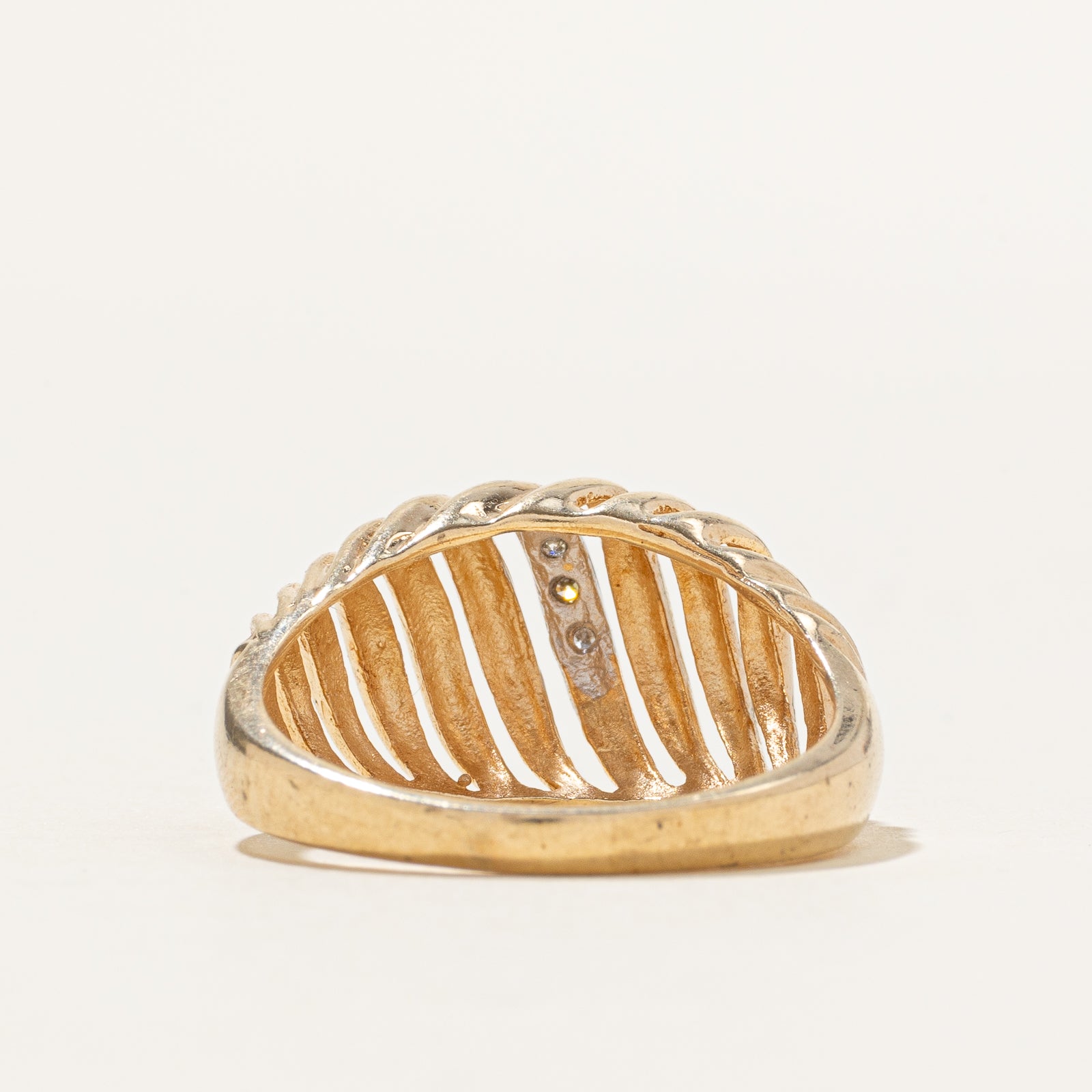 Diamond Column Croissant Dome Ring | SZ 8