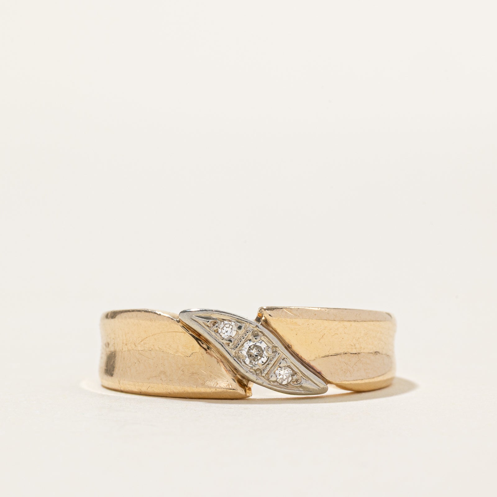 14k Two-Tone Diamond Waterfall Ring | SZ 9.25