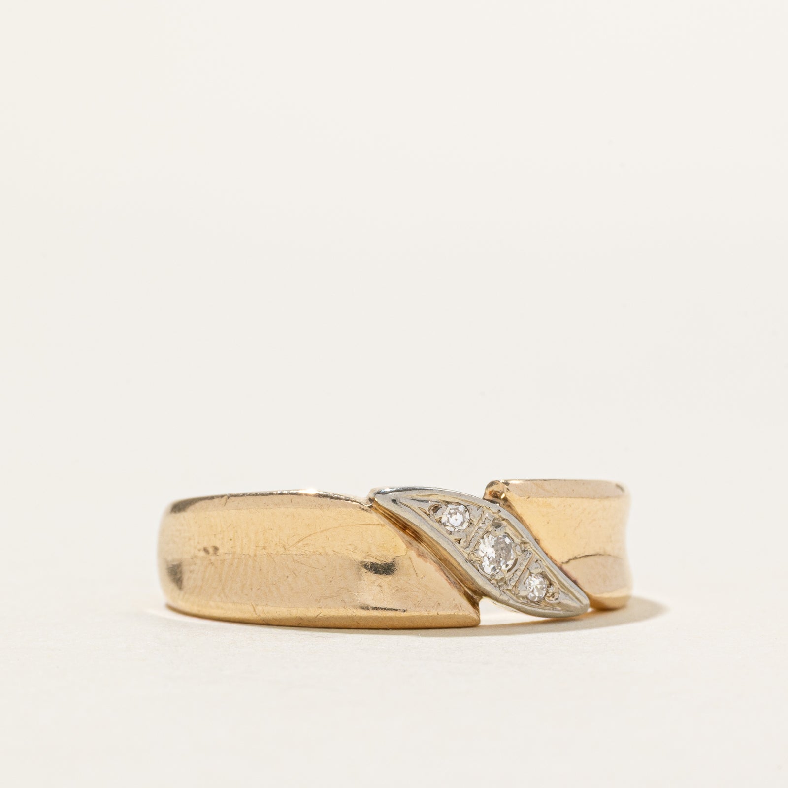 14k Two-Tone Diamond Waterfall Ring | SZ 9.25