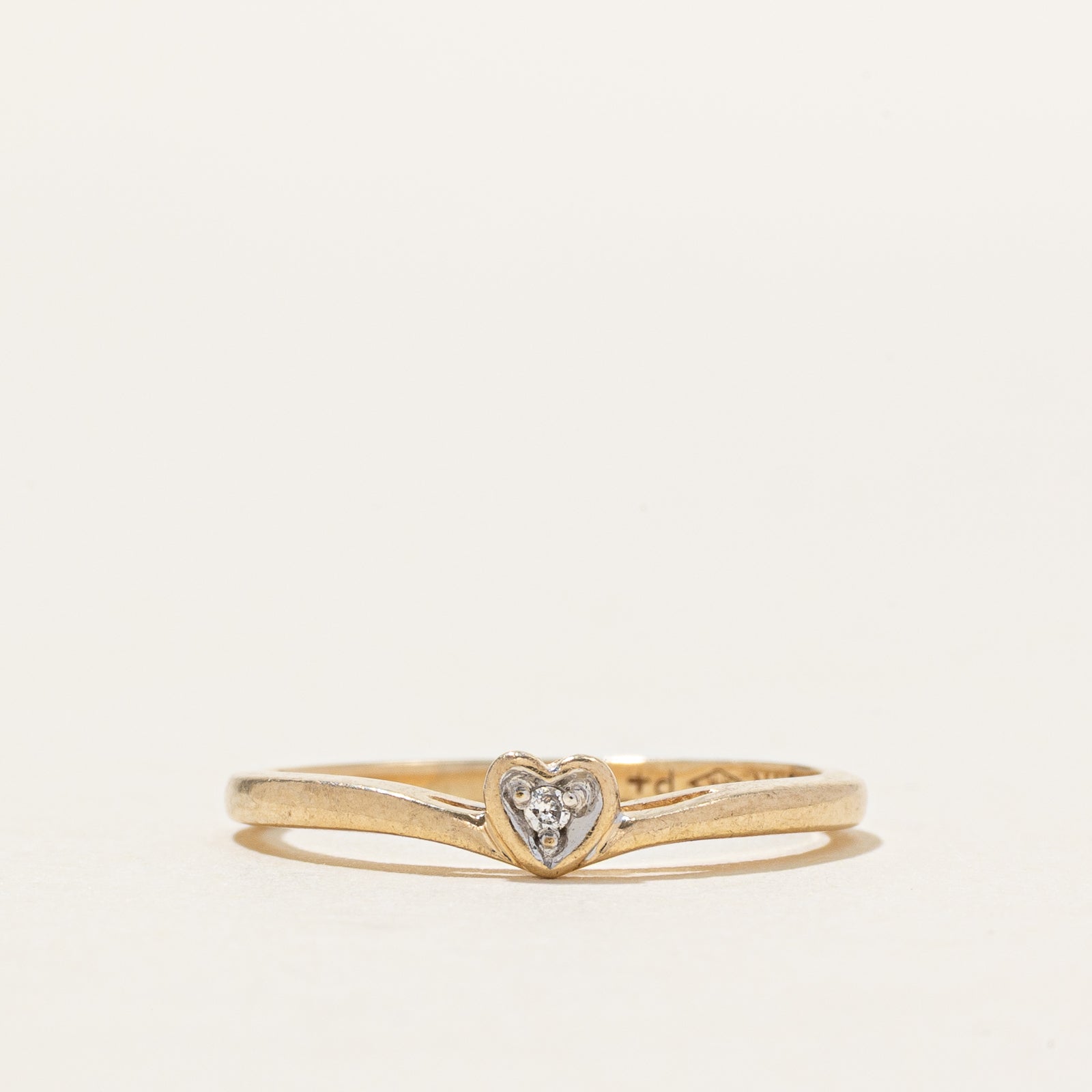 14k Diamond Heart Thin Ring | SZ 5