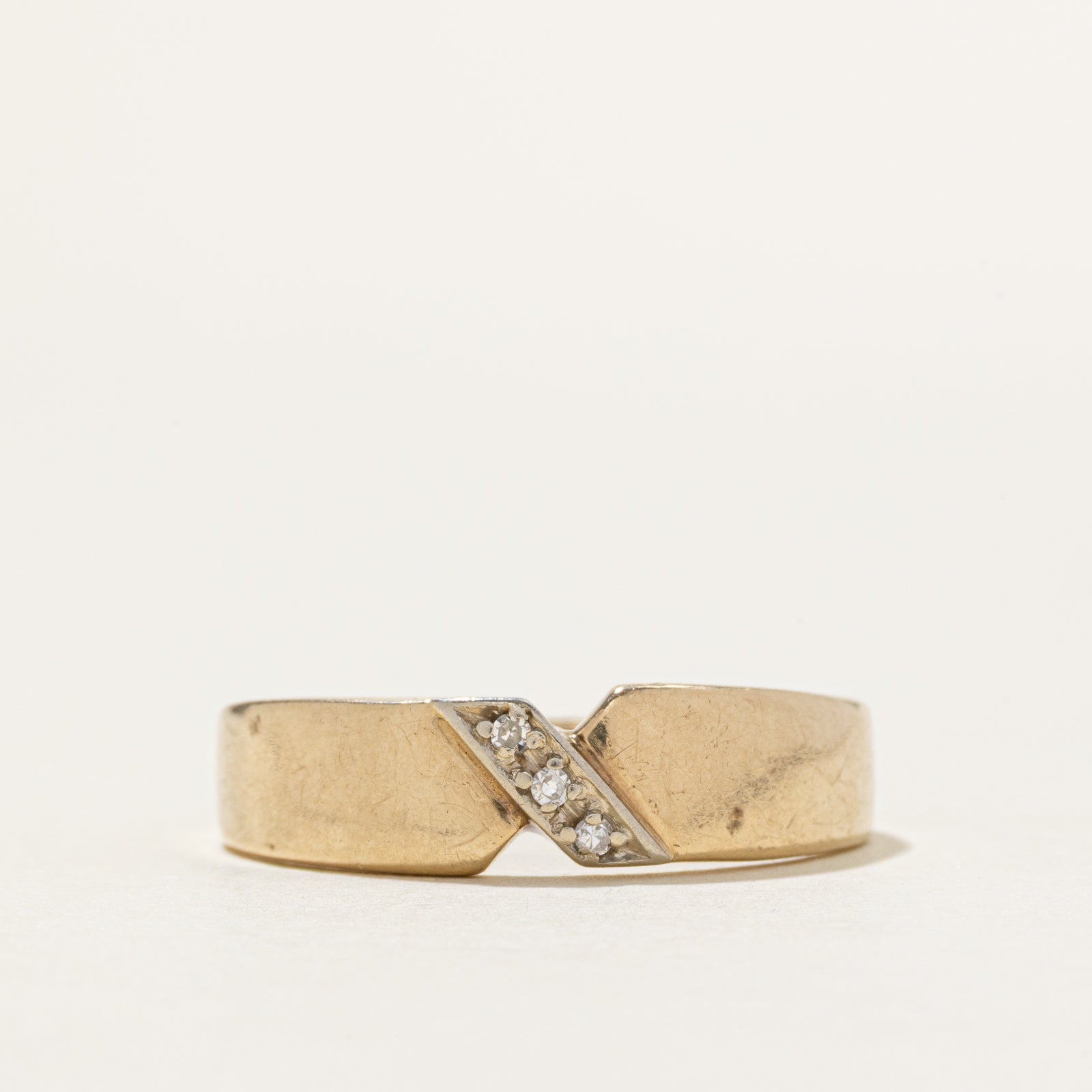 10k Diagonal Diamond "x" Ring | SZ 11.25