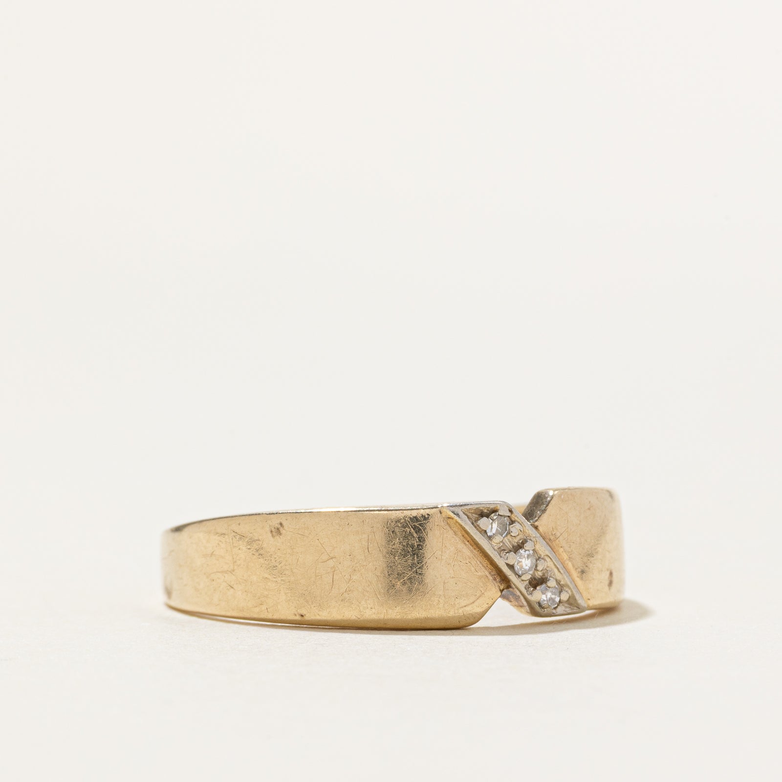 10k Diagonal Diamond "x" Ring | SZ 11.25