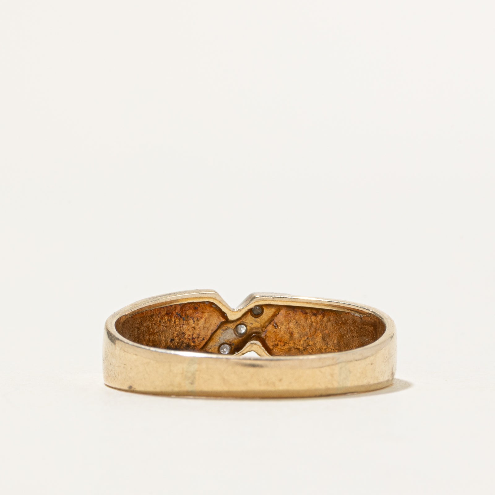 10k Diagonal Diamond "x" Ring | SZ 11.25
