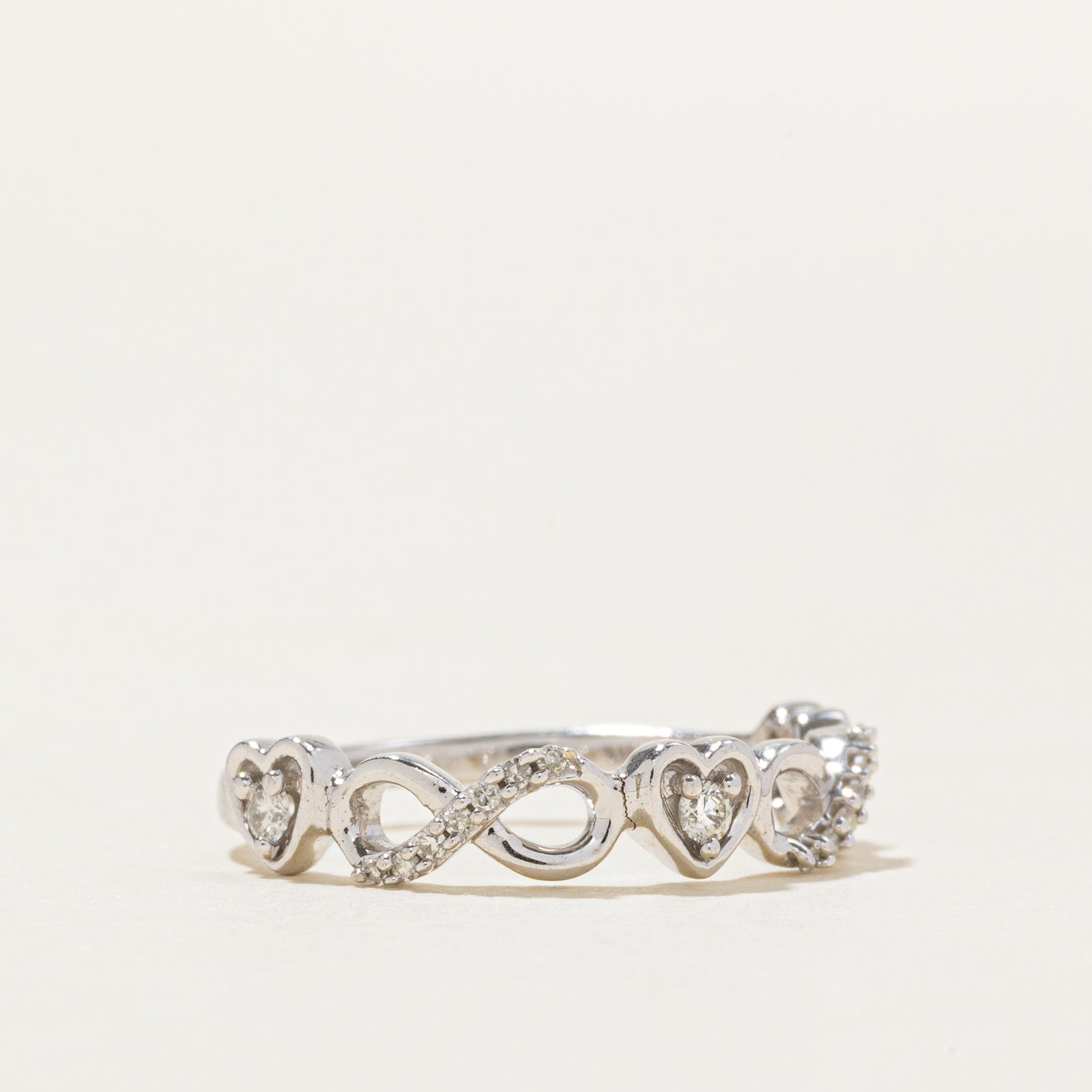 10k Diamond Accent Heart & Infinity Ring | SZ 4