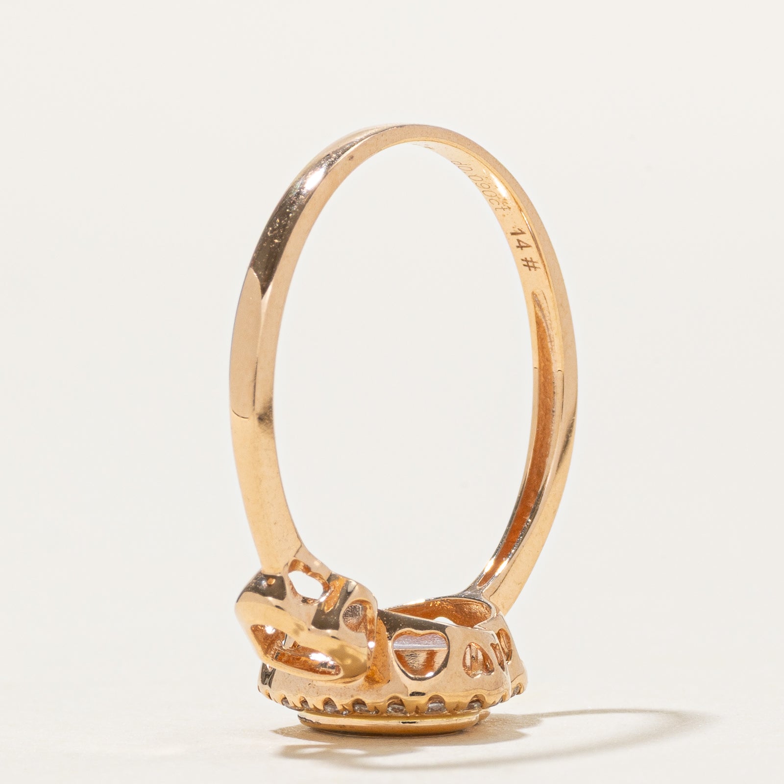 Bezel Set Diamond Window Heart Ring | SZ 6.5
