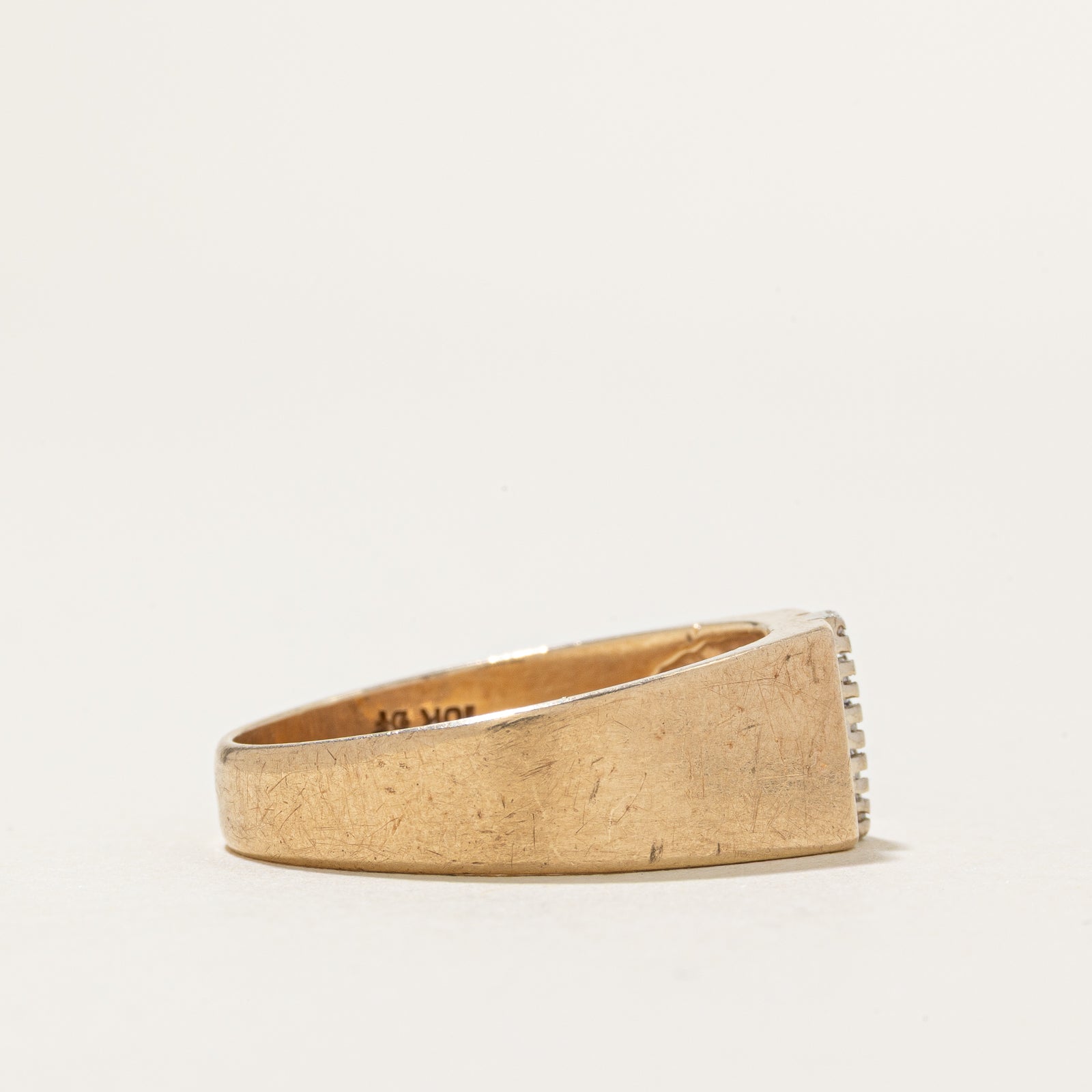 10k Diamond Column Signet Ring | SZ 9