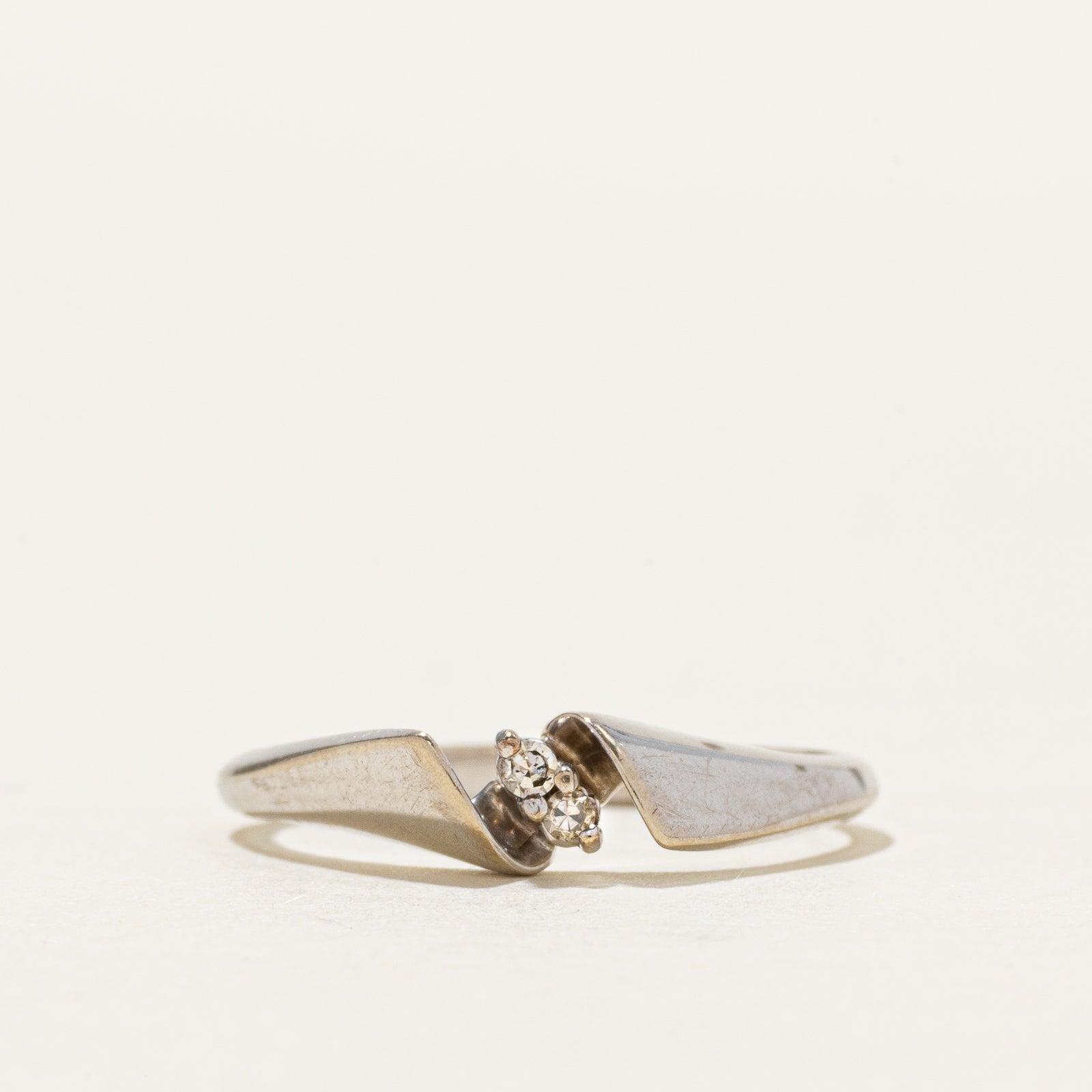10k Diagonal Two Stone Diamond Twisted Ring | SZ 6
