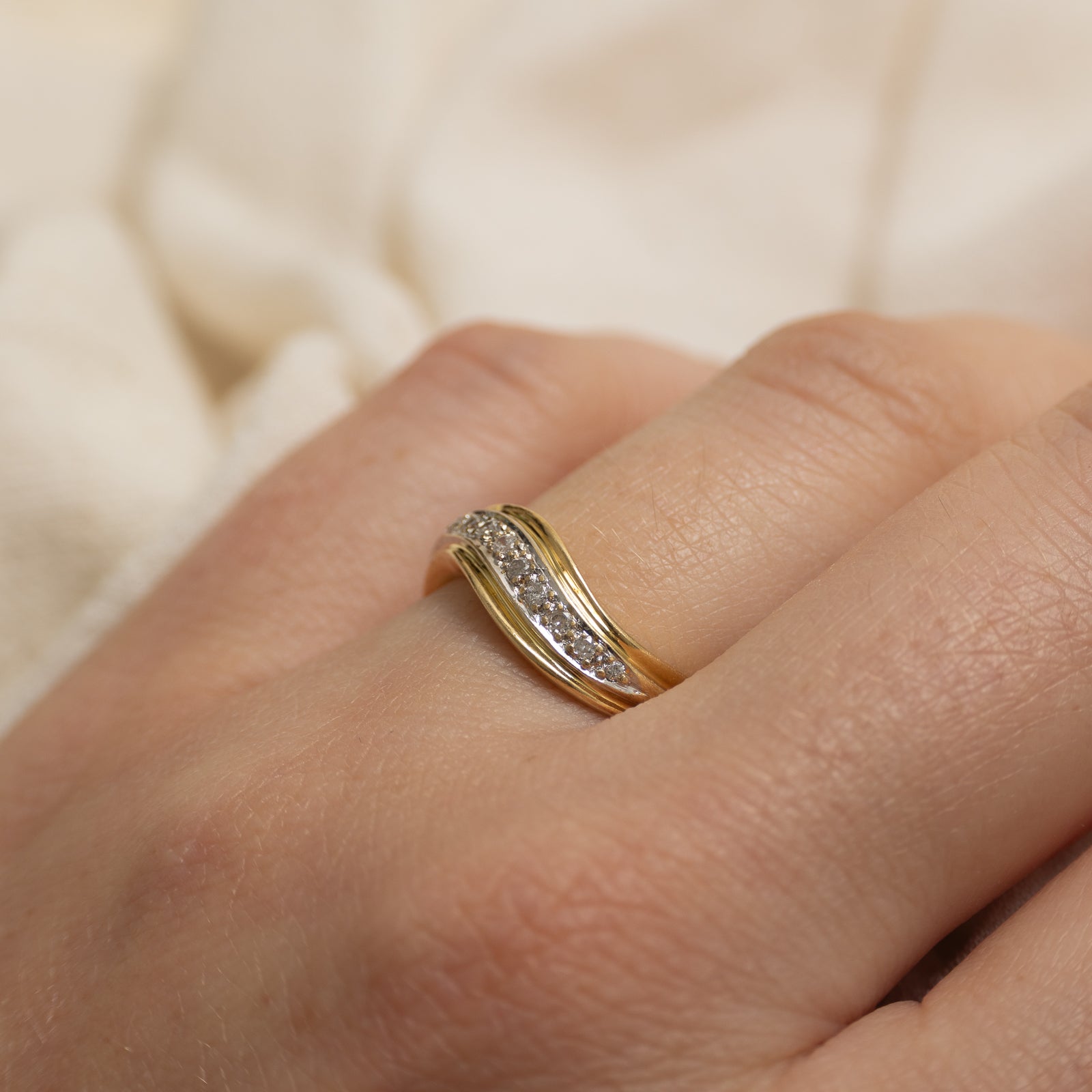 Diamond Grooved Waterfall Ring | SZ 5.75