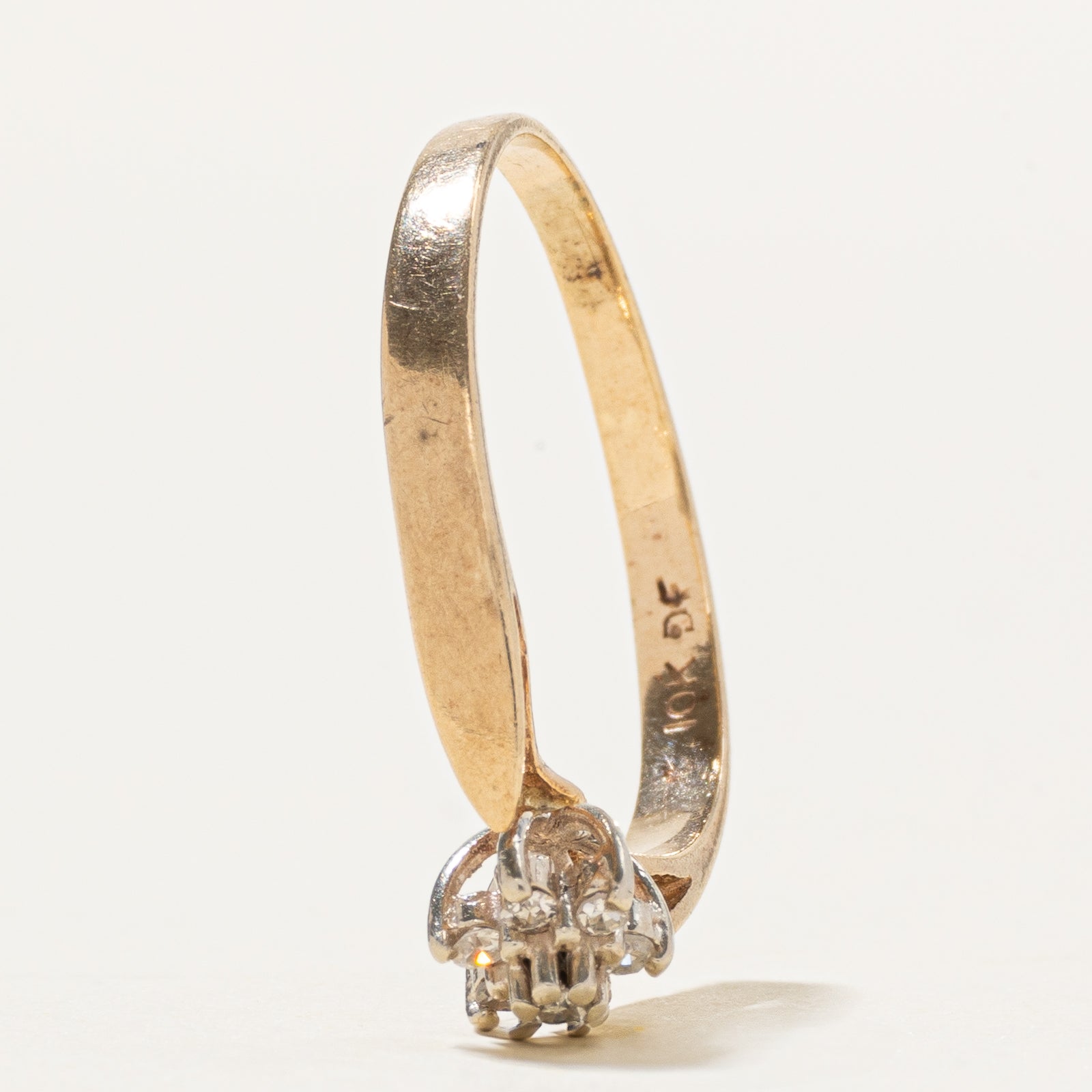 10k Diamond Petal Reverse Tapered Ring | SZ 6.75