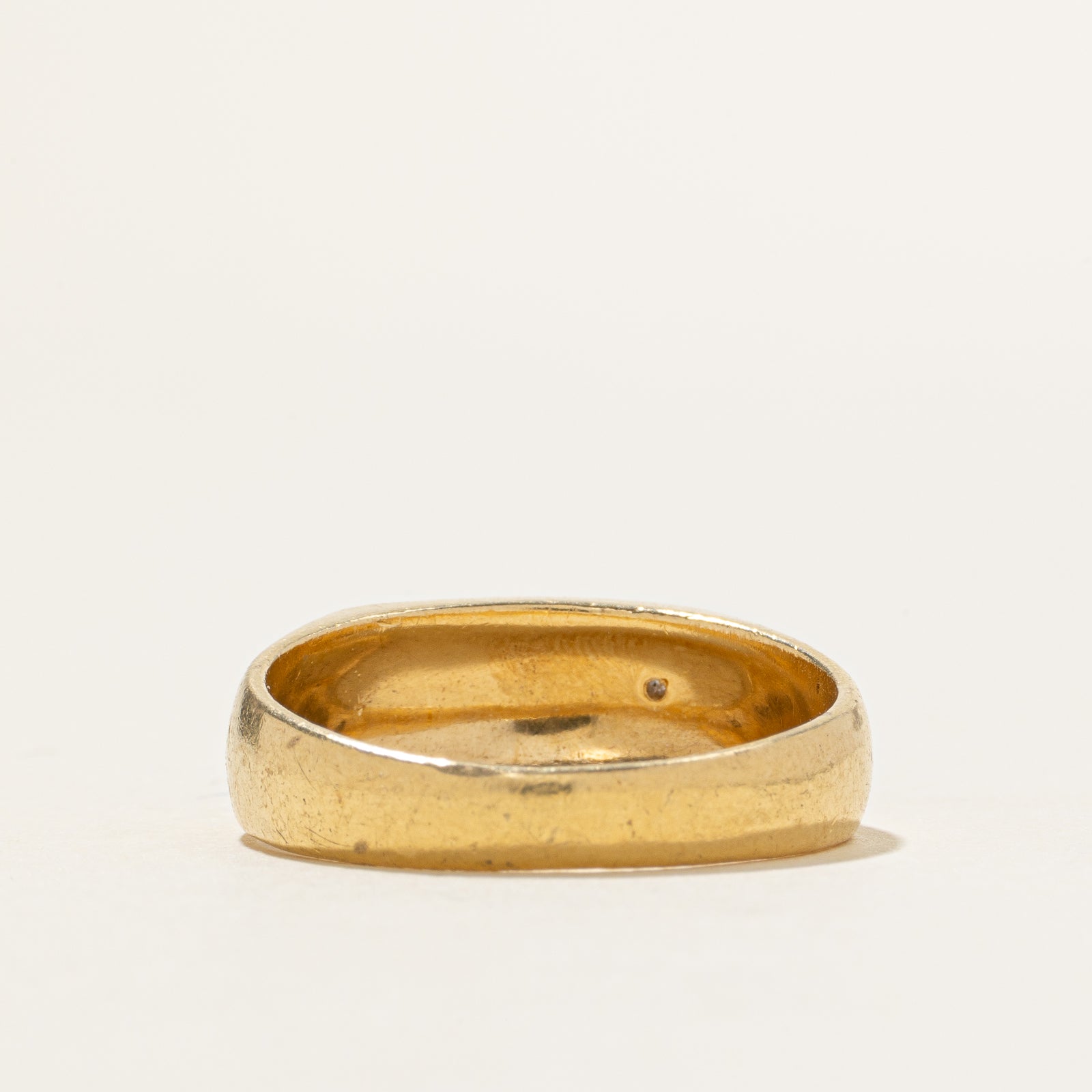 18k Two-Tone Star Set Diamond Grooved Ring | SZ 10