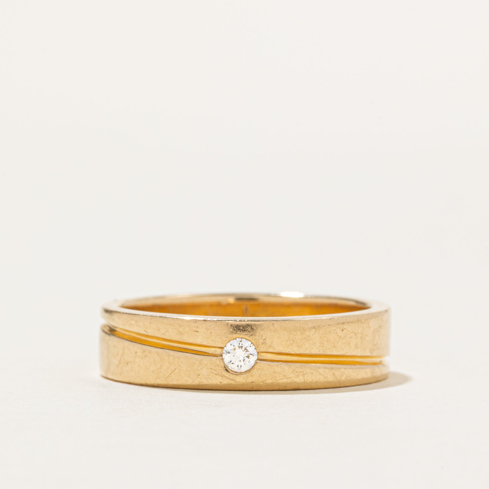 18k Diamond Grooved Band | 5.25mm | SZ 8.75