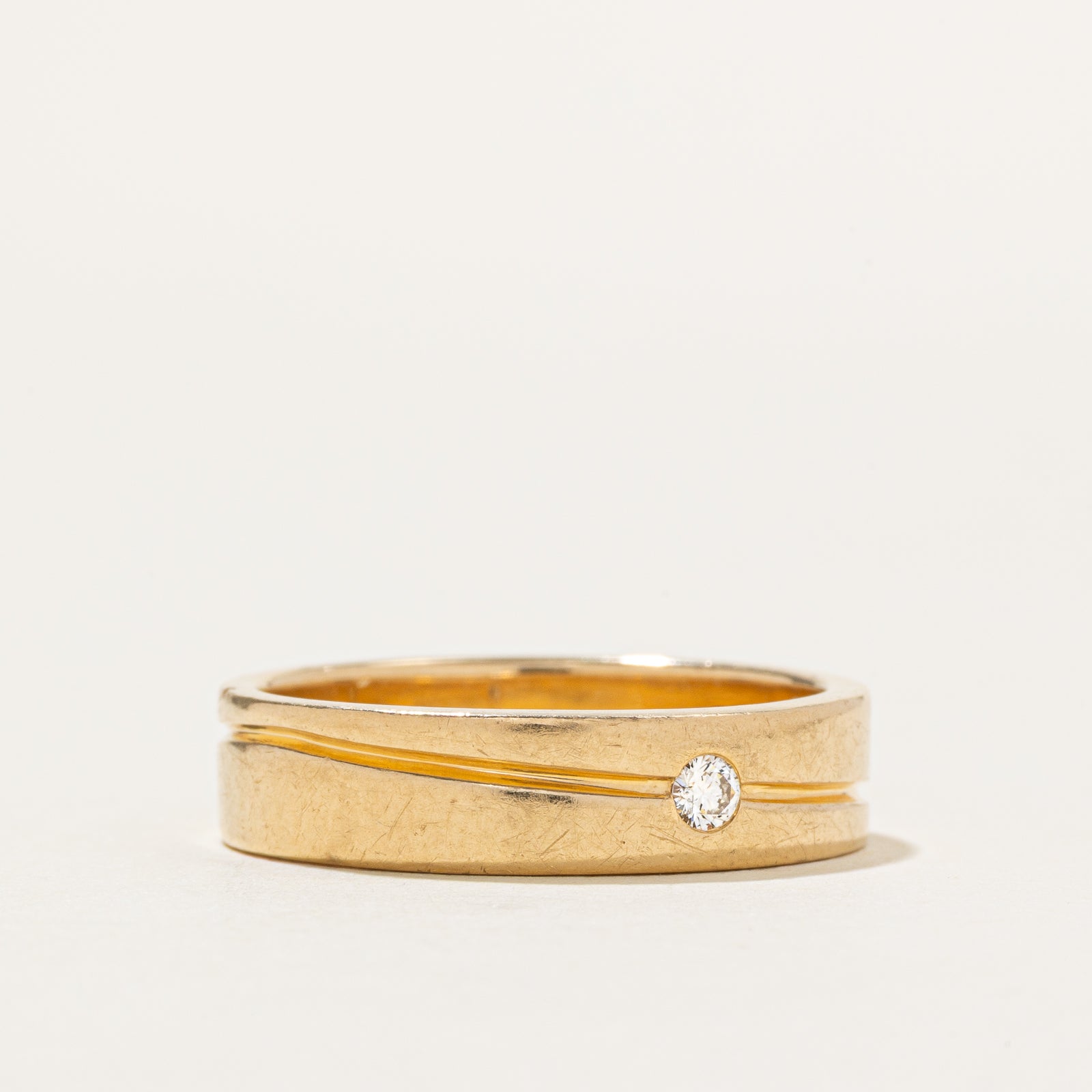 18k Diamond Grooved Band | 5.25mm | SZ 8.75