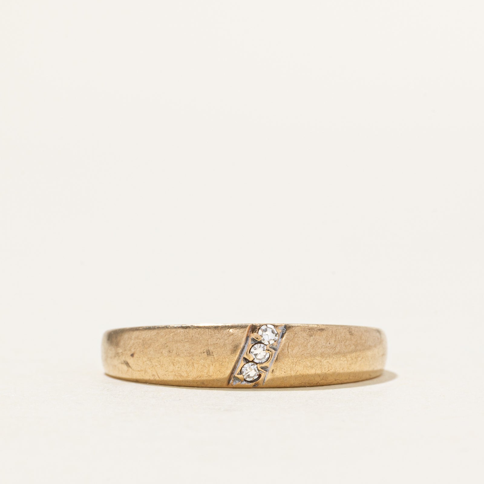 10k Diagonal Diamond Plain Ring | SZ 7.75