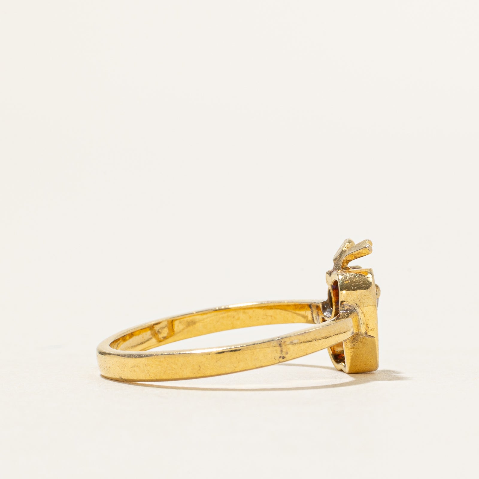 14k Single Stone Diamond Openwork Apple Ring | SZ 5.75