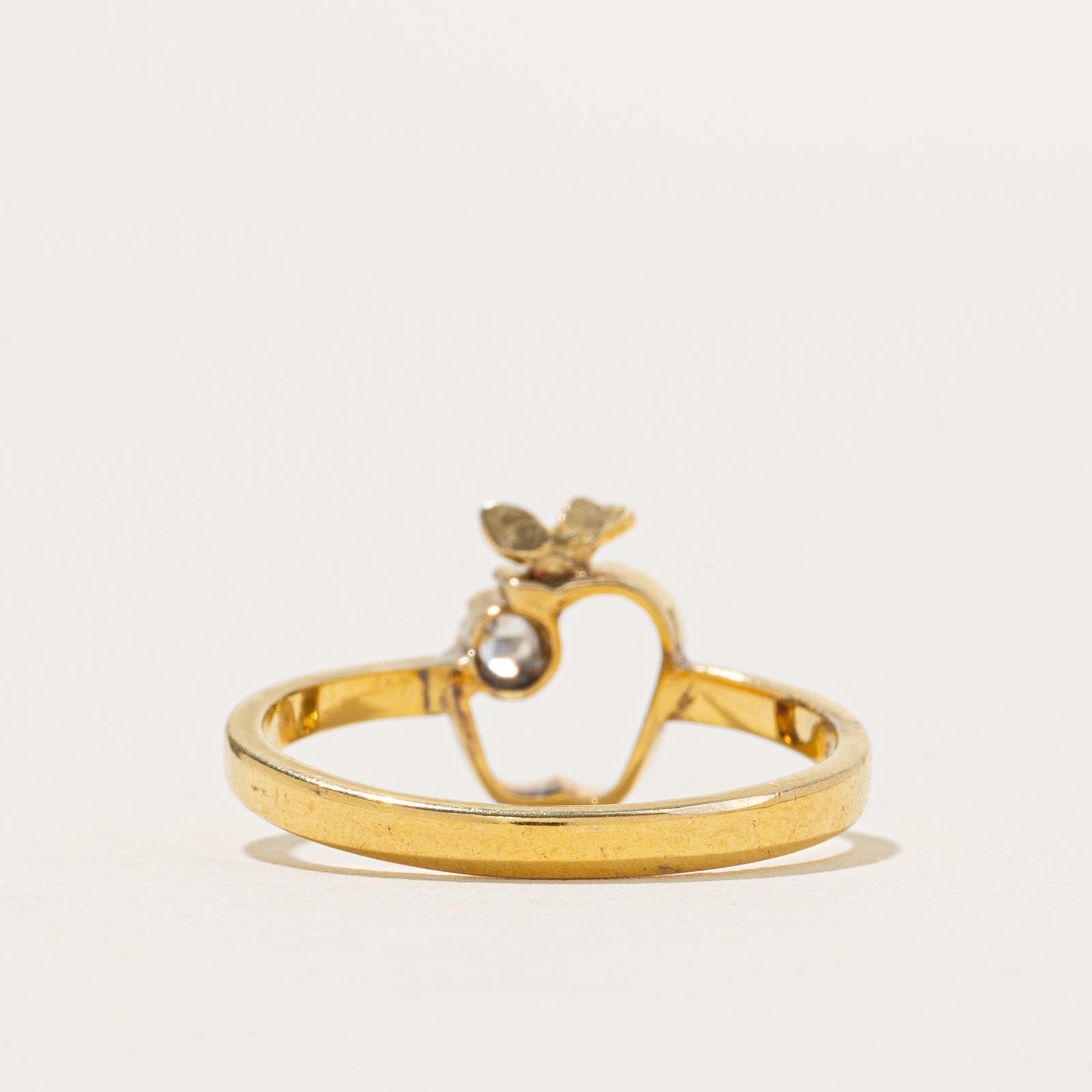 14k Single Stone Diamond Openwork Apple Ring | SZ 5.75