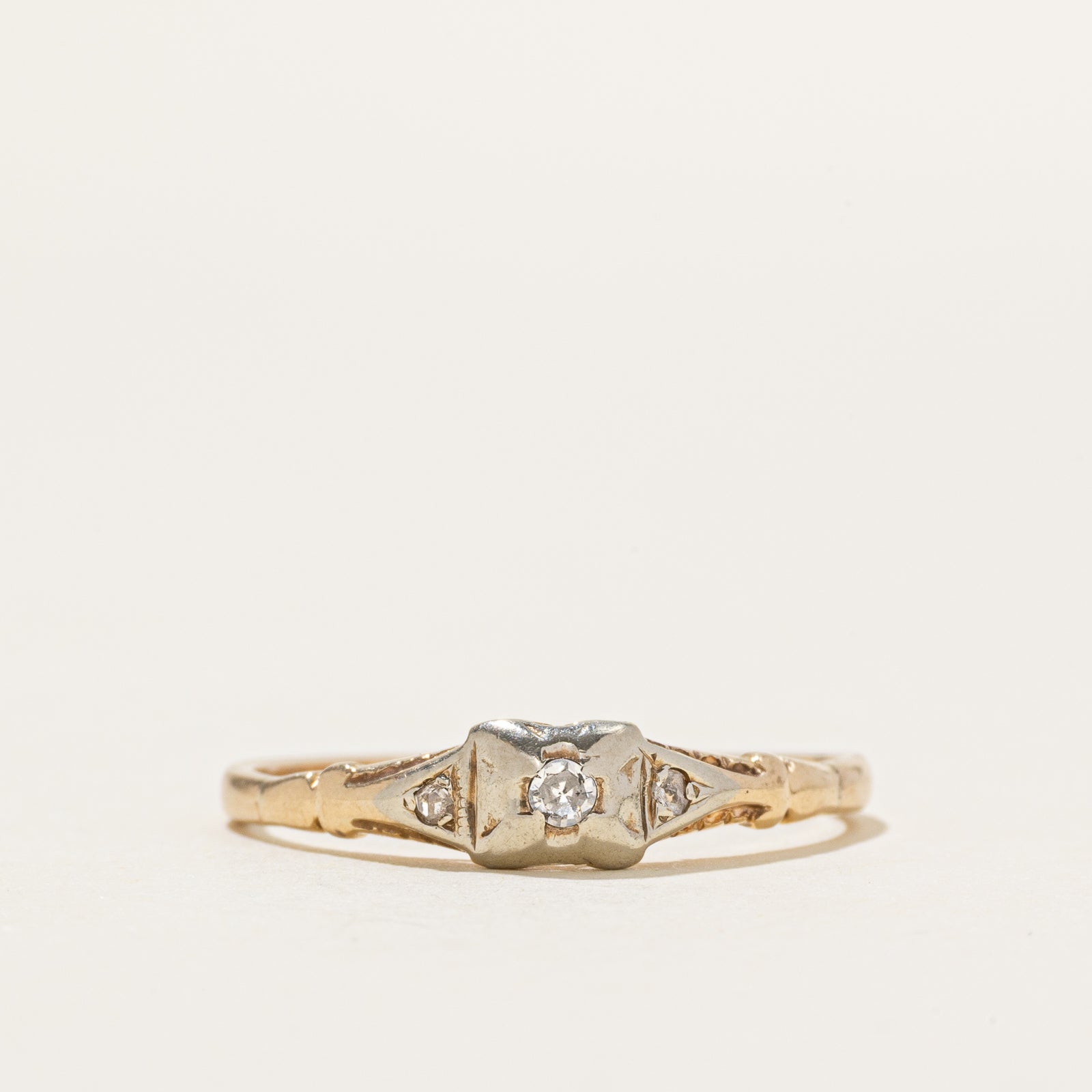 10k Two-Tone Illusion Set Diamond Ring | SZ 7.75