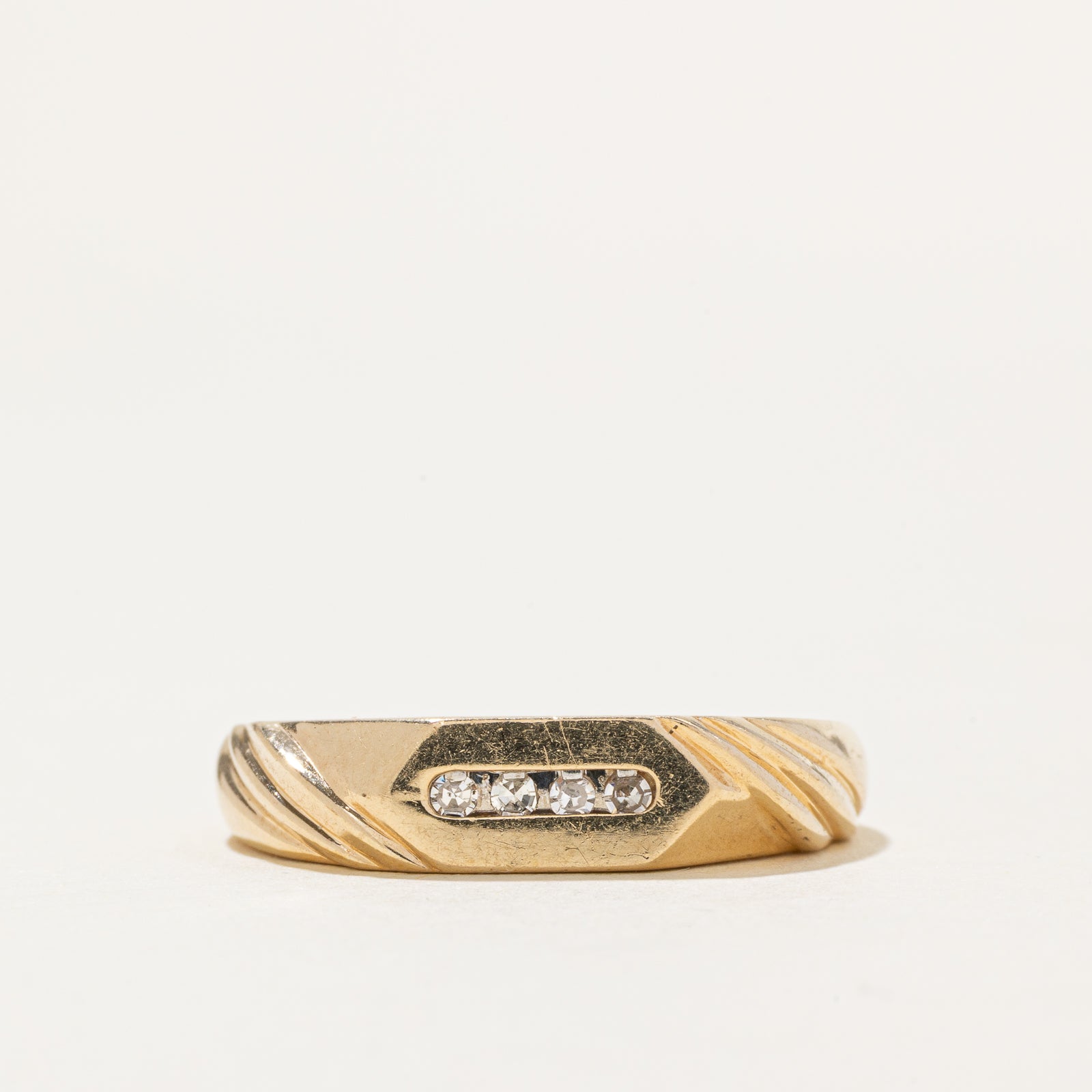 10k Four Stone Channel Set Diamond Ring | SZ 9.5
