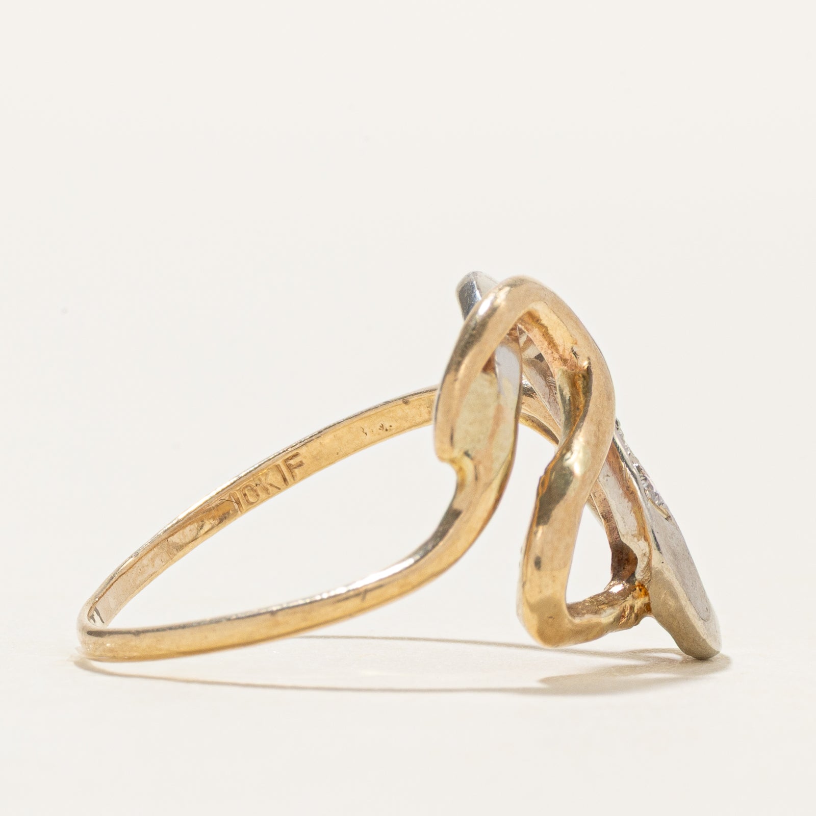 10K Two Tone Diamond Twisted Ring | SZ 7.5