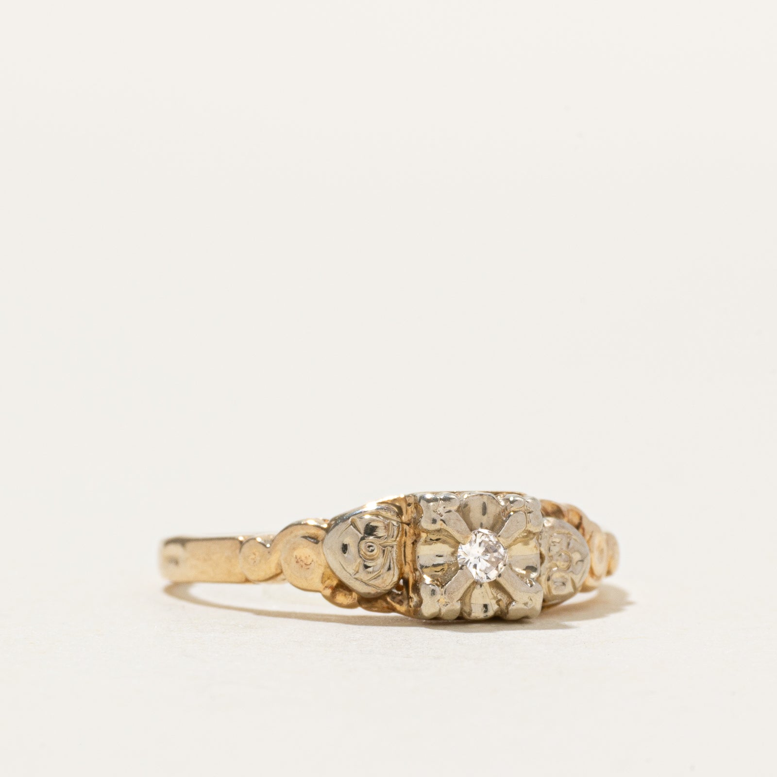 Two Tone Illusion Set Diamond Ring | SZ 6