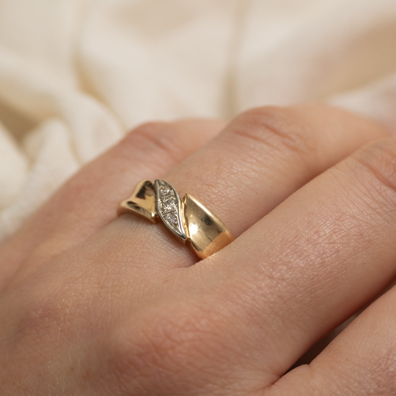 14k Two-Tone Diamond Waterfall Ring | SZ 9.25