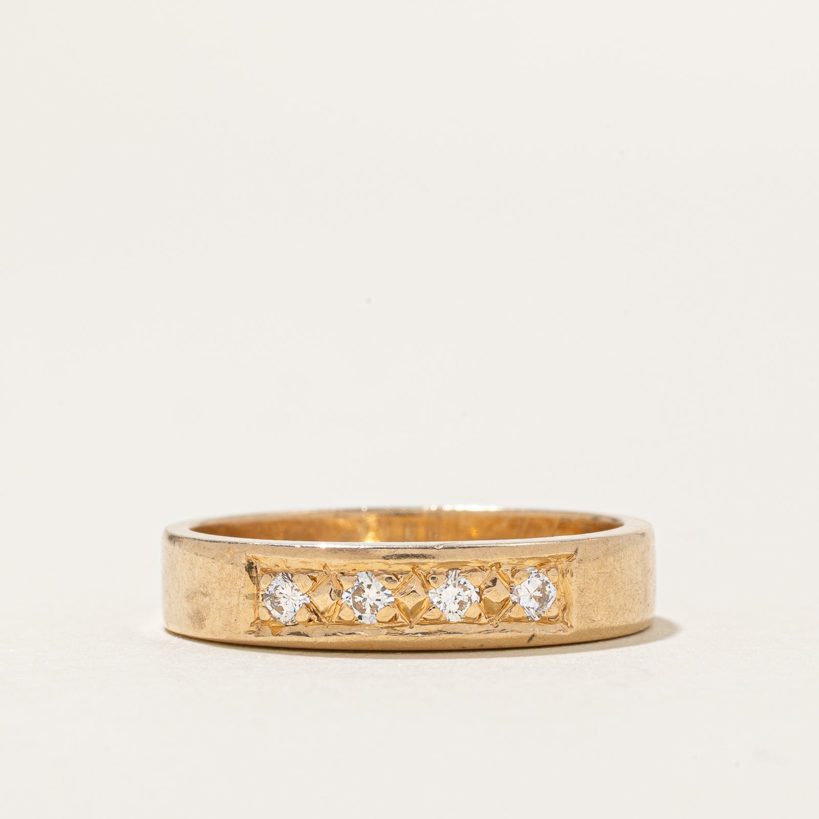 14k Four Stone Diamond Band | 4.25mm | SZ 6.5