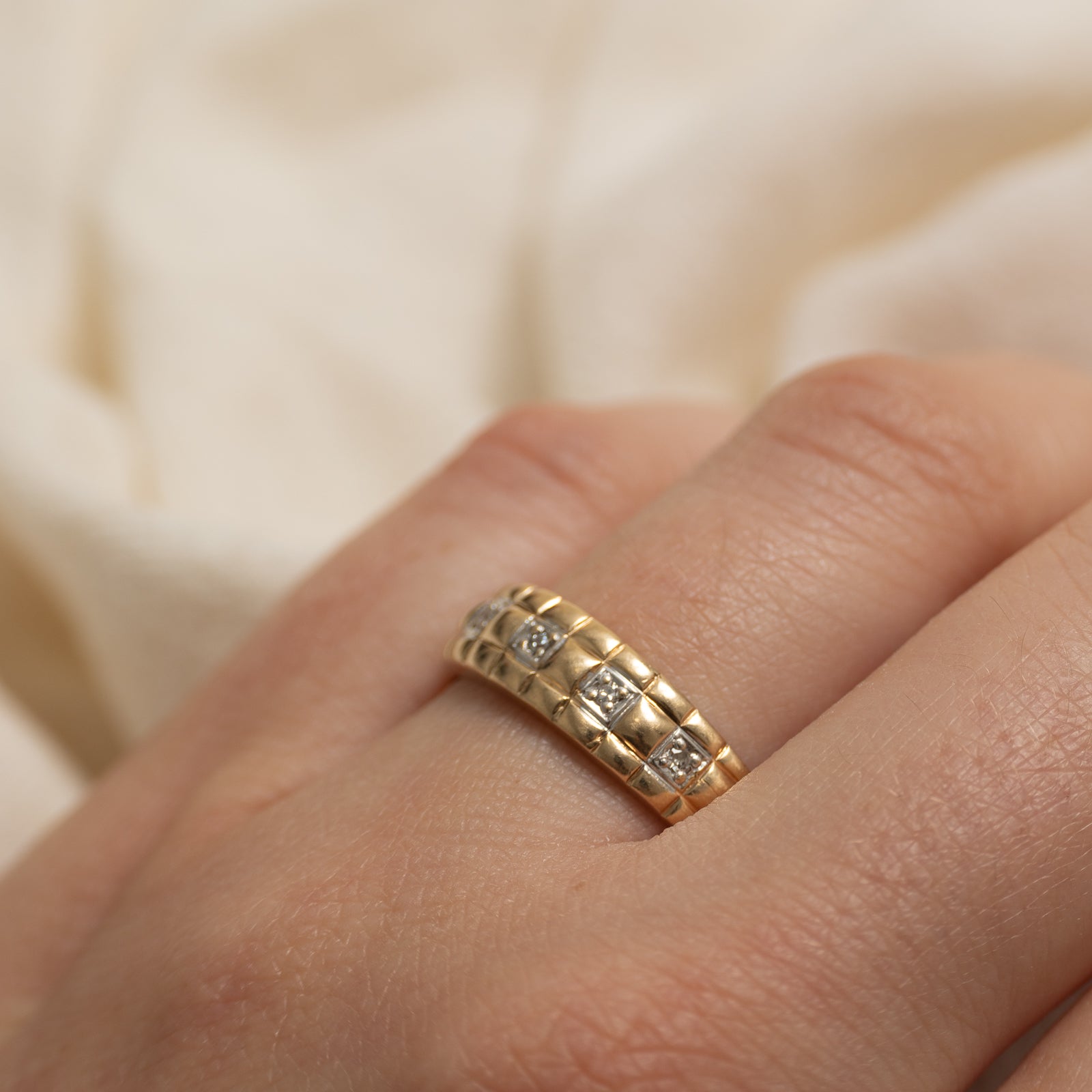 Five-Stone Diamond Geometric Dome Ring | SZ 9