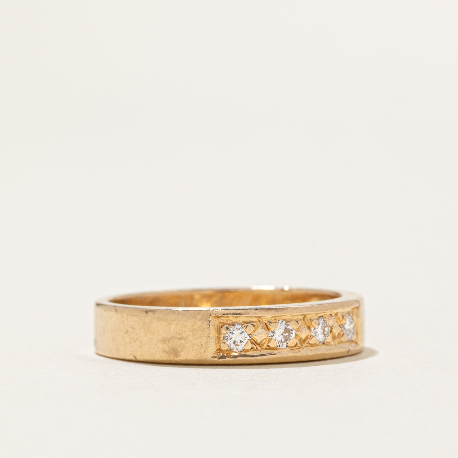 14k Four Stone Diamond Band | 4.25mm | SZ 6.5