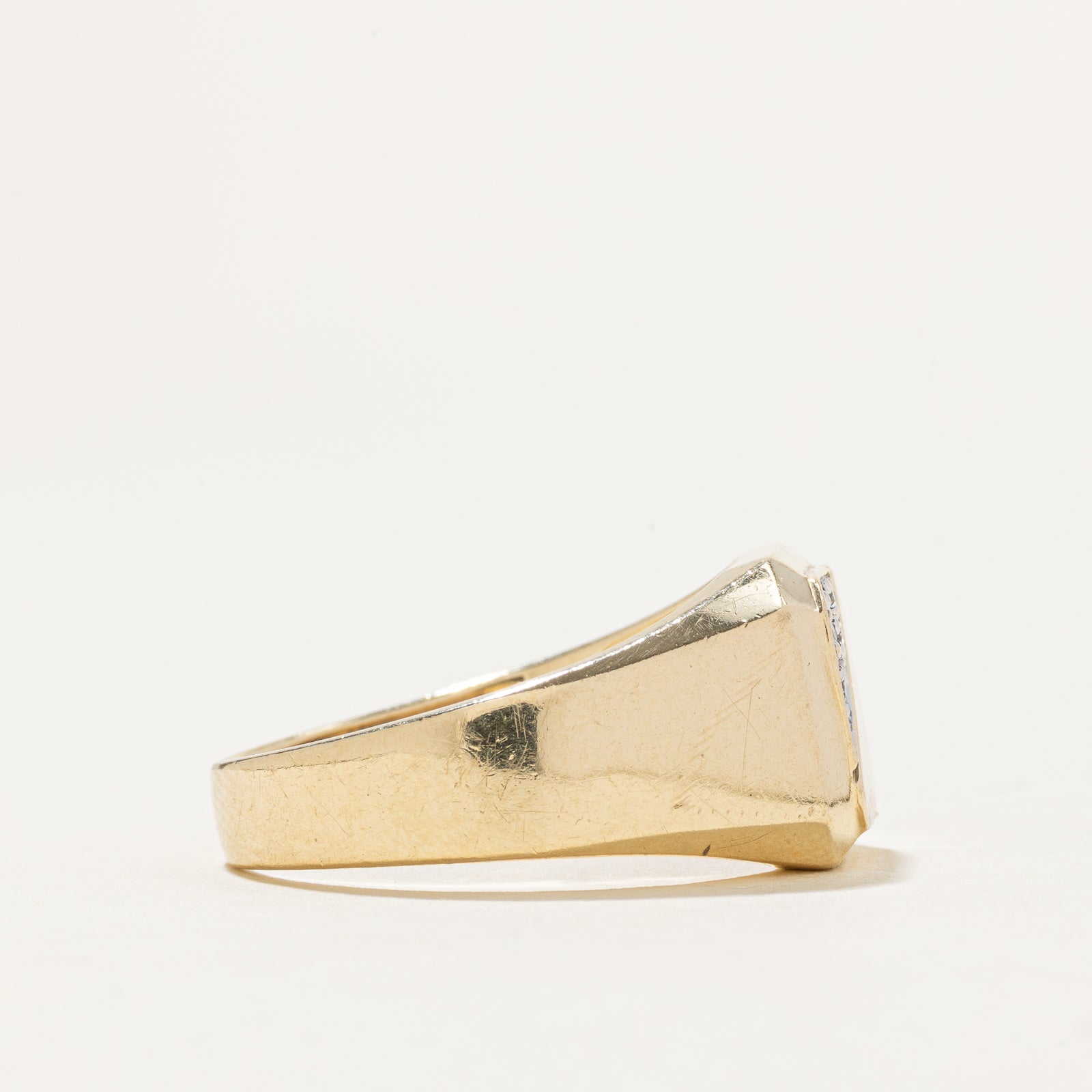 Pave Set Diamond Geometric Signet Ring | SZ 9.5