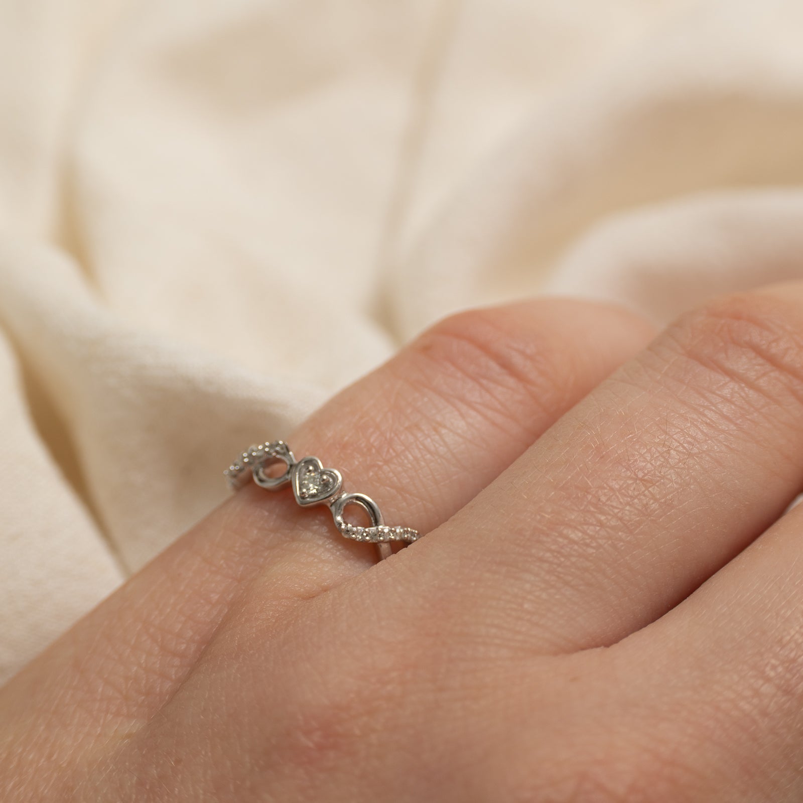 10k Diamond Accent Heart & Infinity Ring | SZ 4