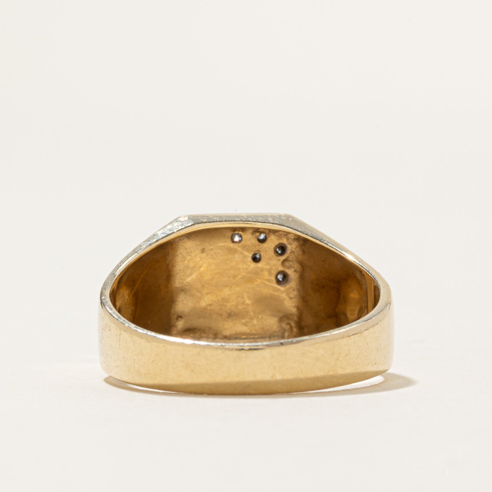 Pave Set Diamond Geometric Signet Ring | SZ 9.5