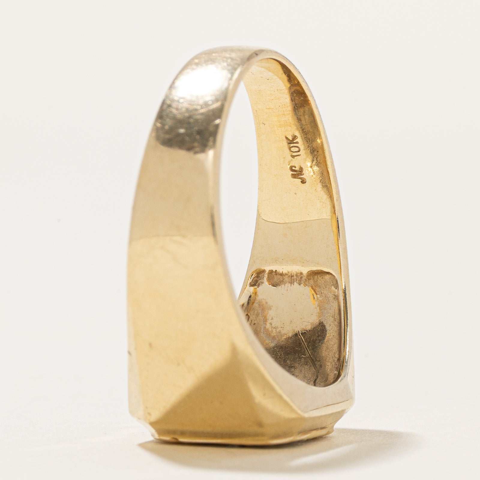 Pave Set Diamond Geometric Signet Ring | SZ 9.5