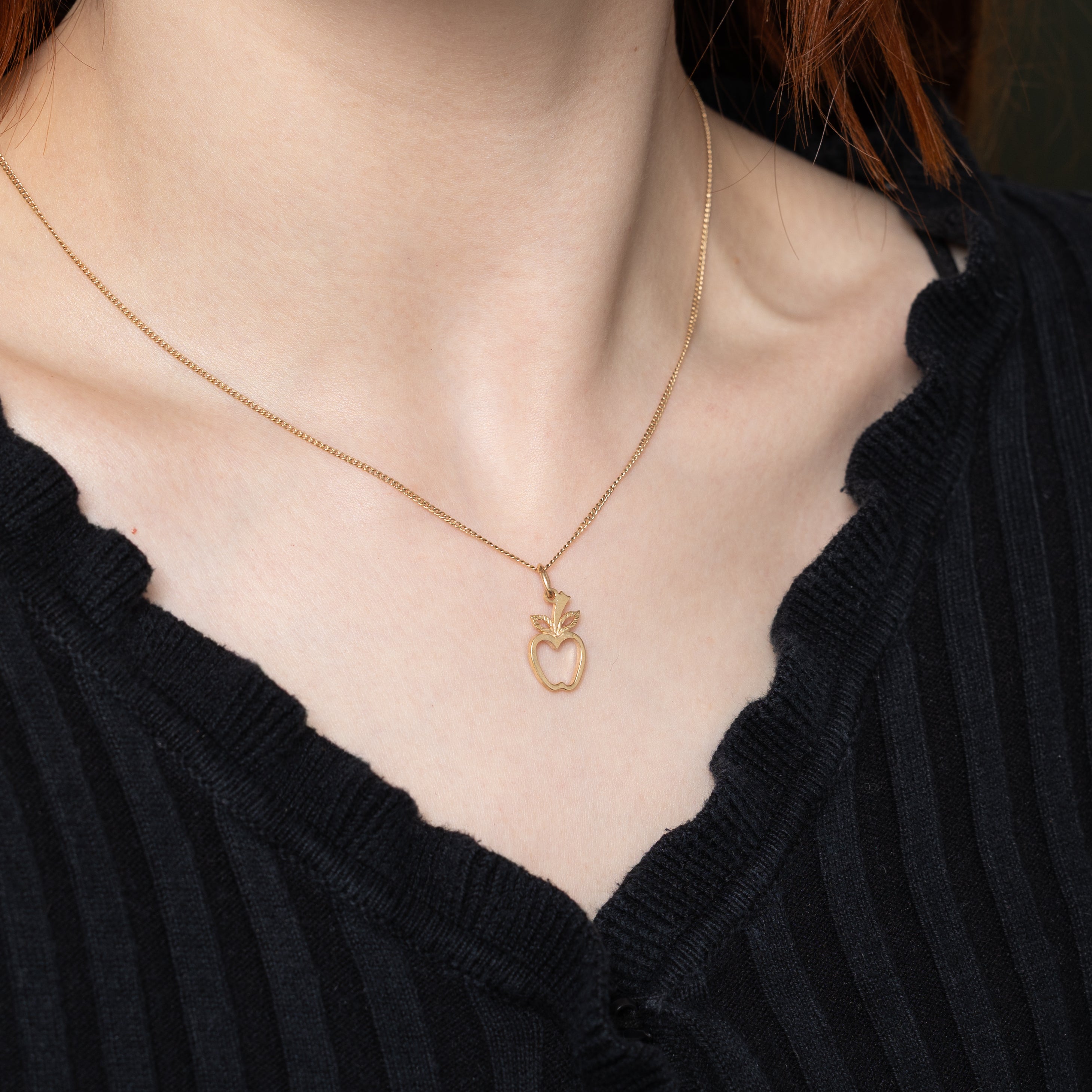 10k Yellow Gold Open Apple Charm