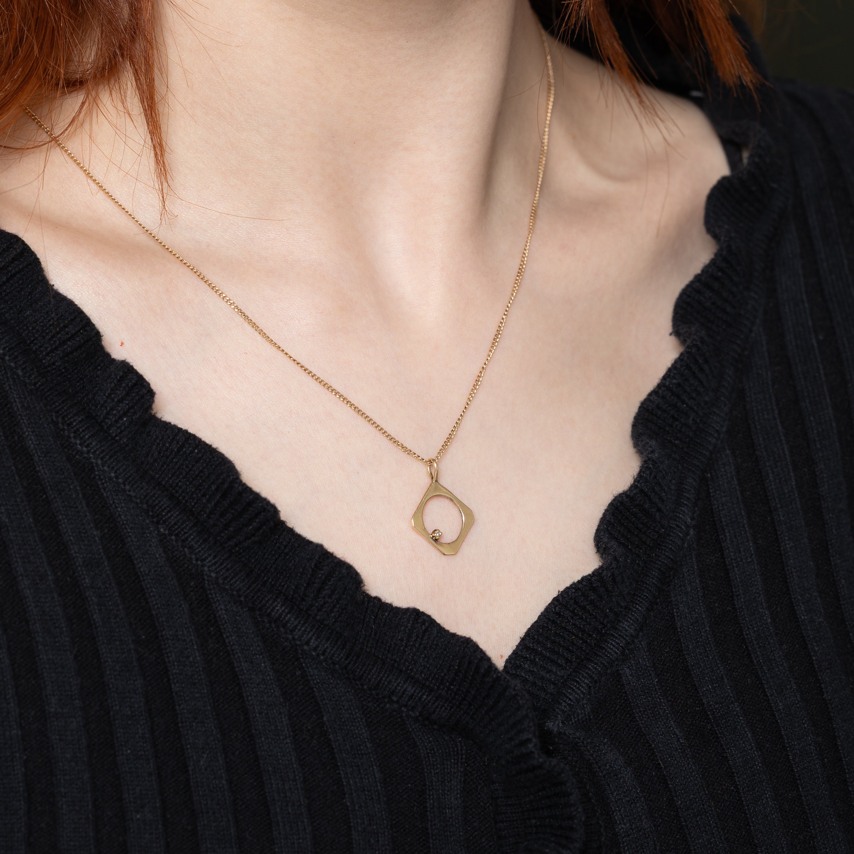 10k Diamond Soft Square Pendant