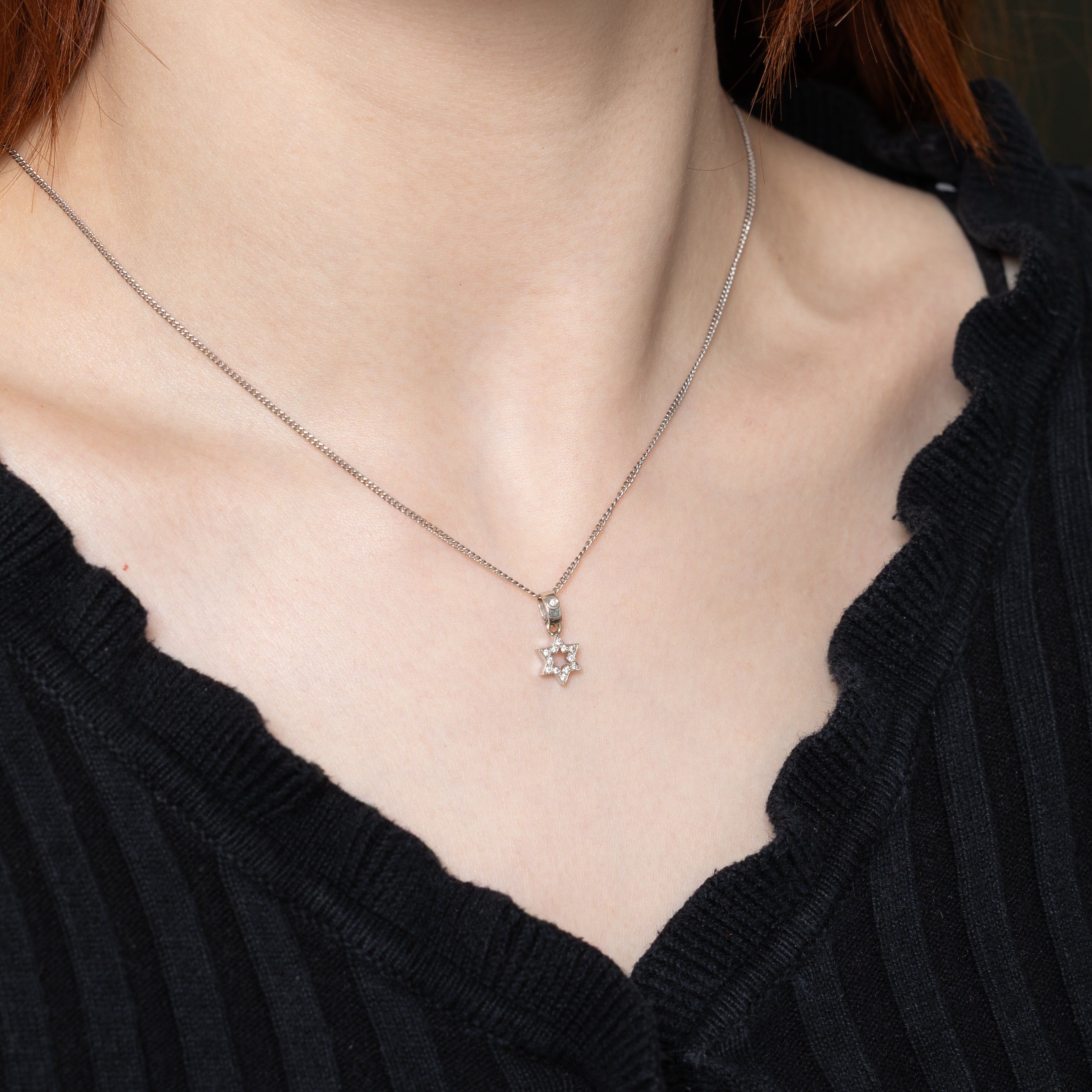8k White Gold Diamond Star of David Pendant