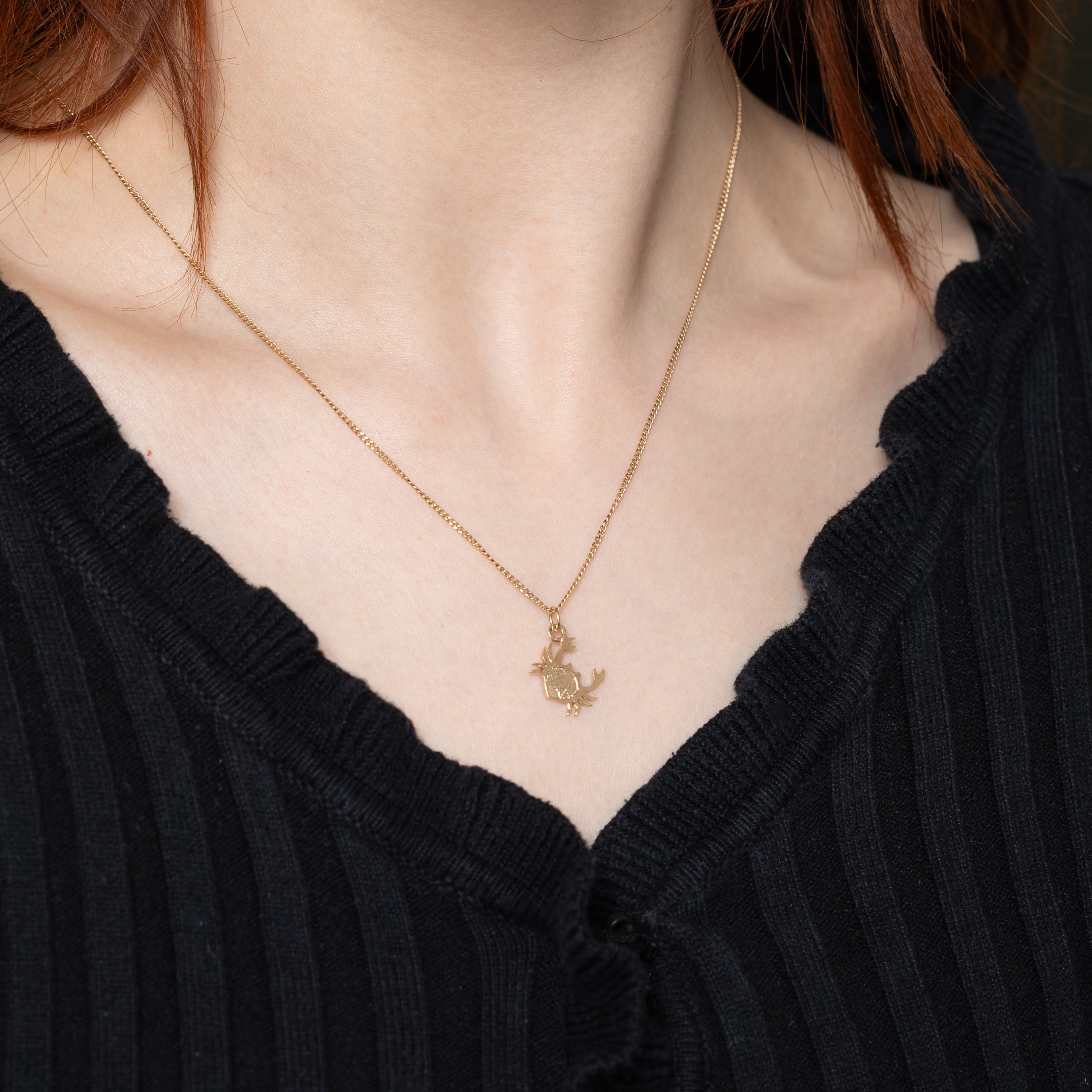 10k Yellow Gold Textured Crab Charm