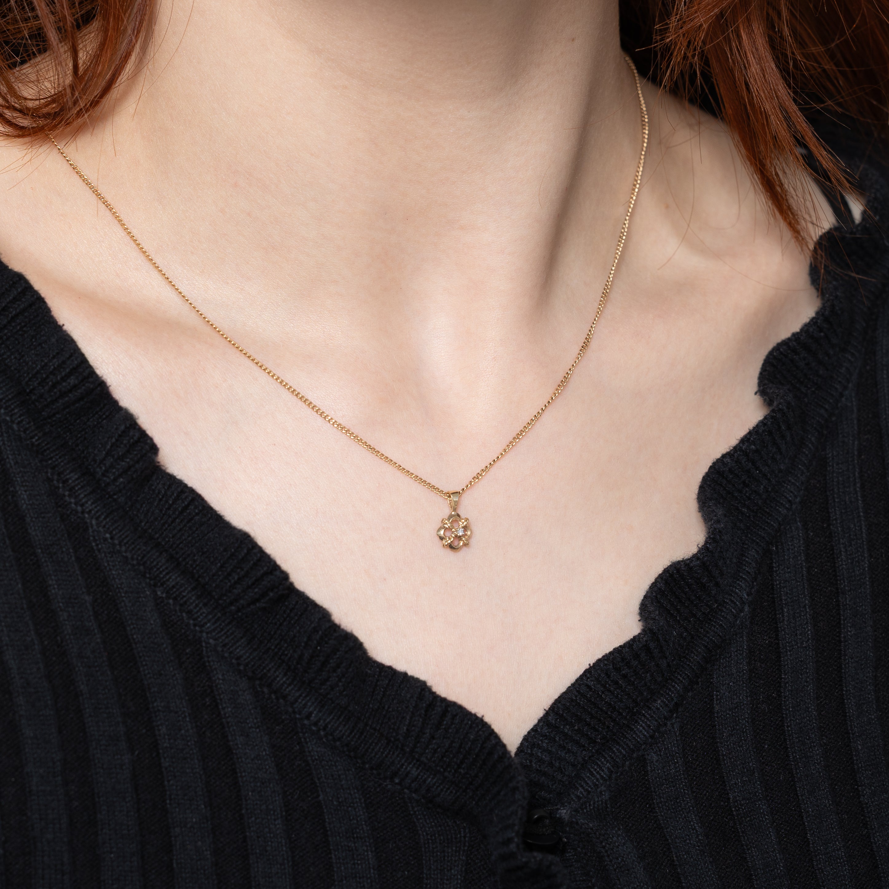 10k Yellow Gold Diamond Clover Pendant