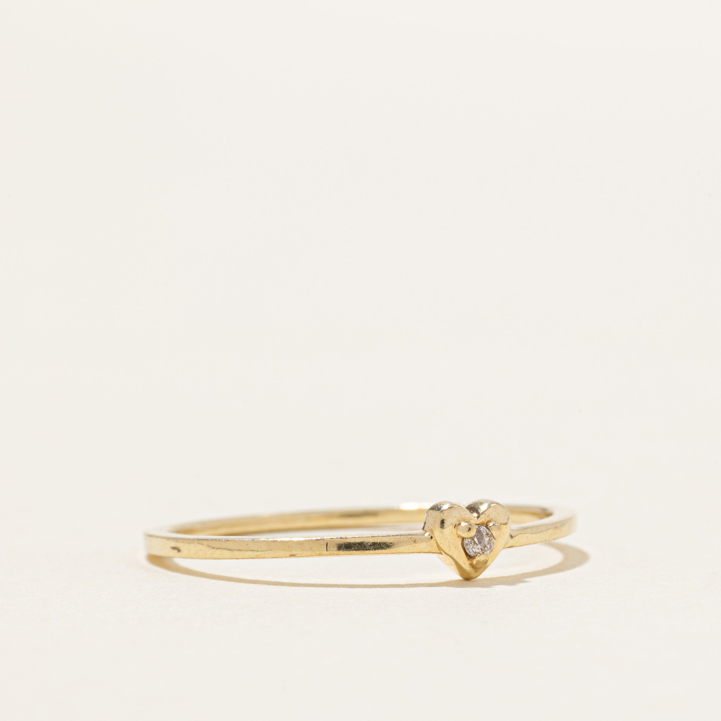 10k Diamond Thin Heart Ring | SZ 6