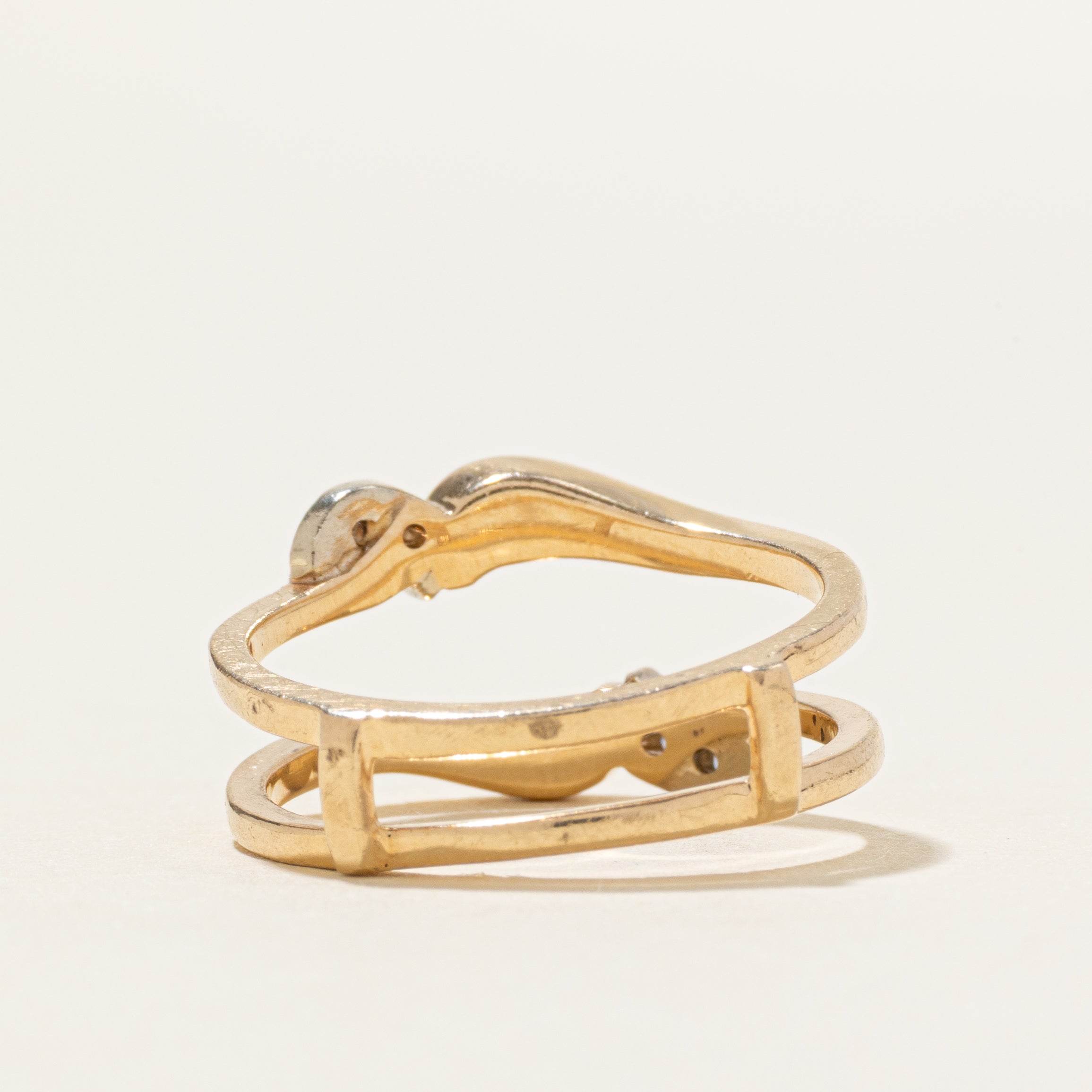 14k Diamond Grooved Wave Ring Guard | SZ 6.25