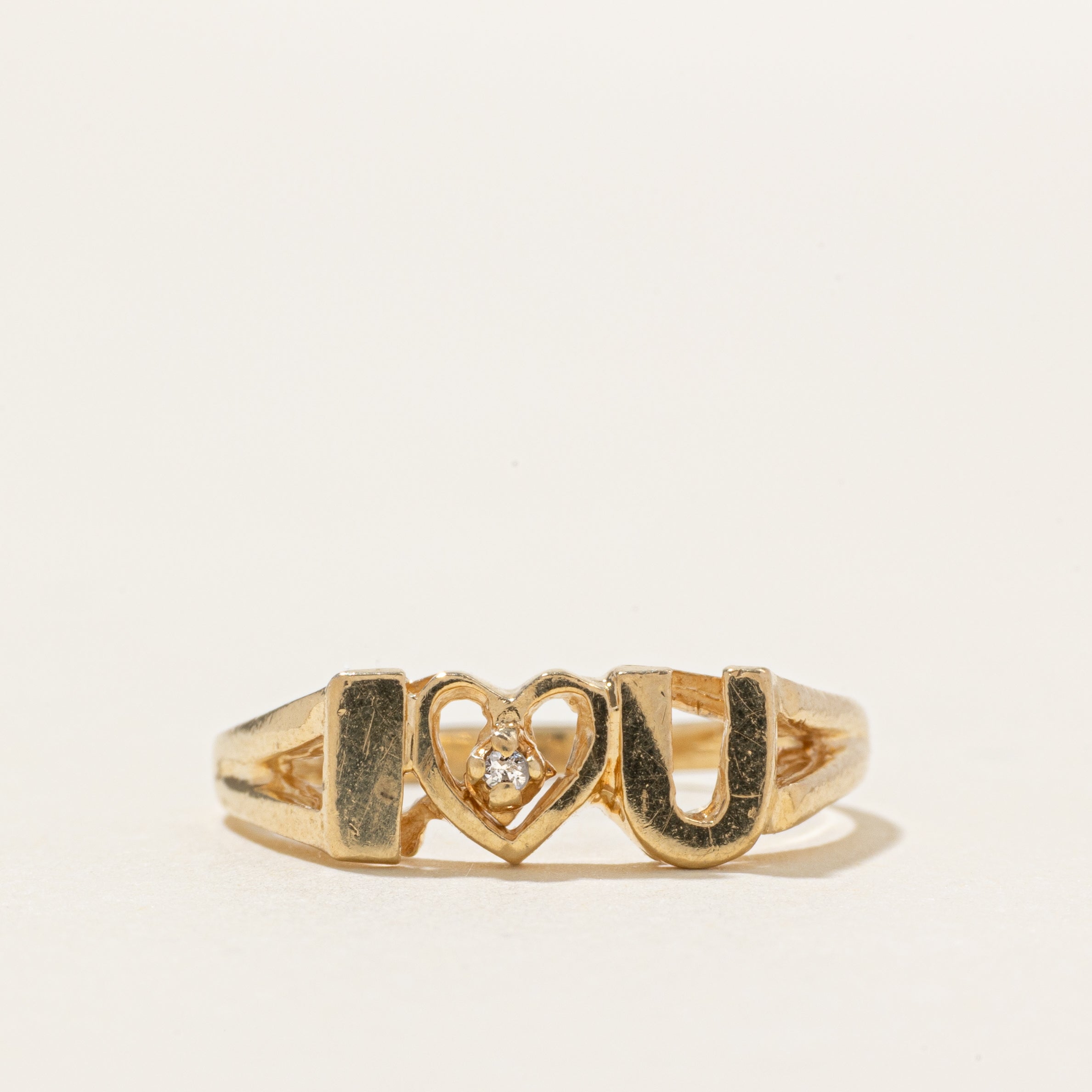 10k Diamond 'I ♡ U' Openwork Ring | SZ 6