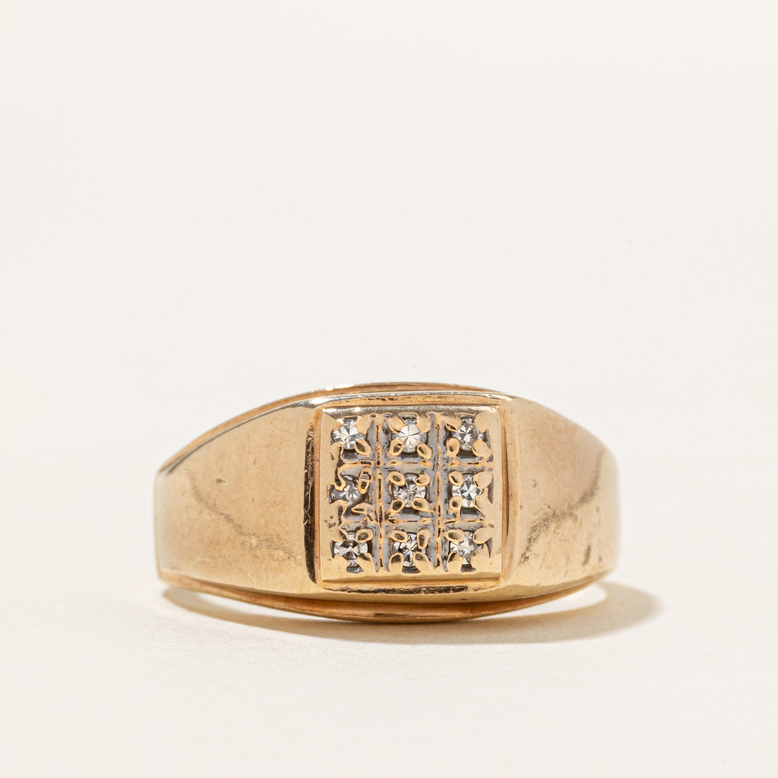 Diamond Grid Signet Ring | SZ 7