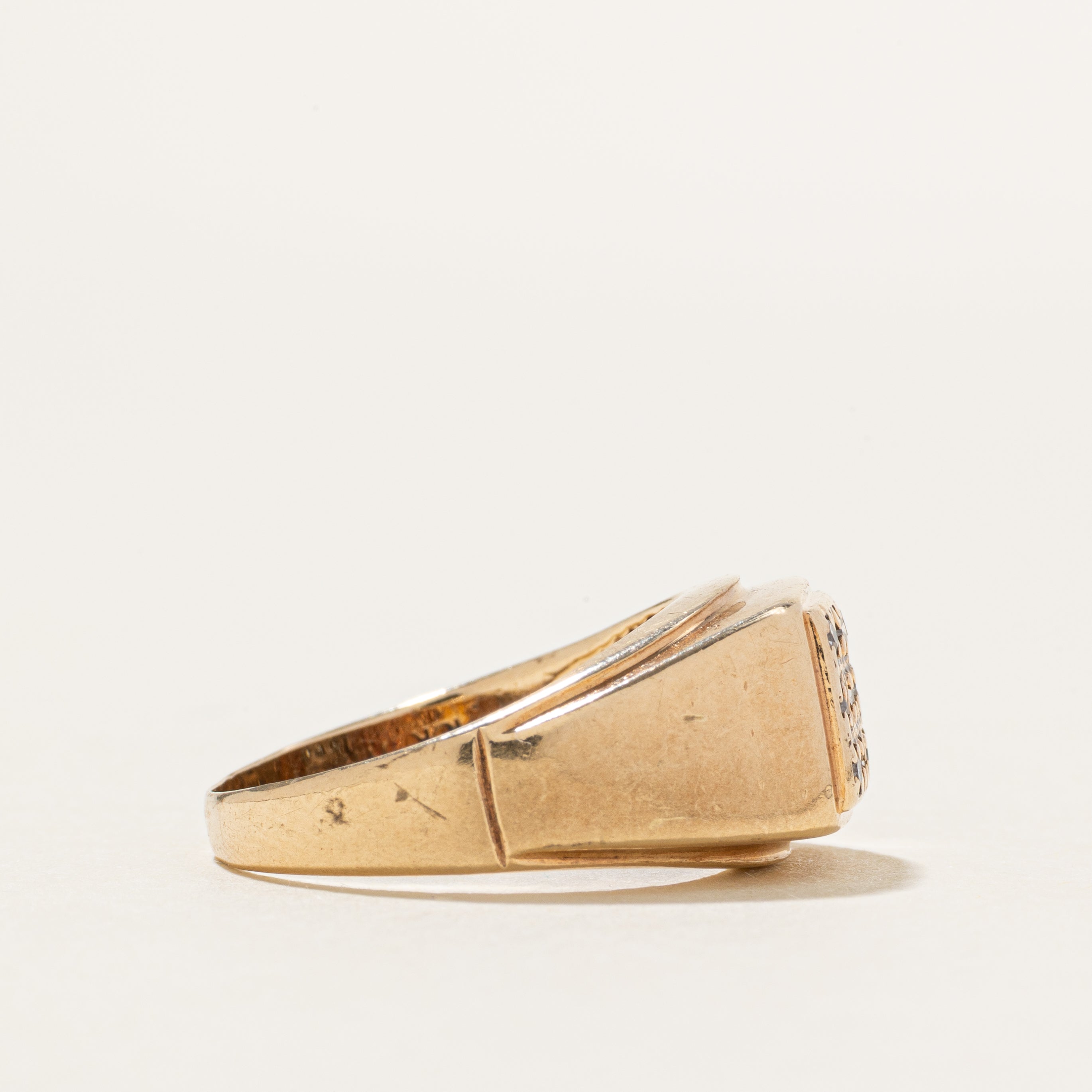 Diamond Grid Signet Ring | SZ 7