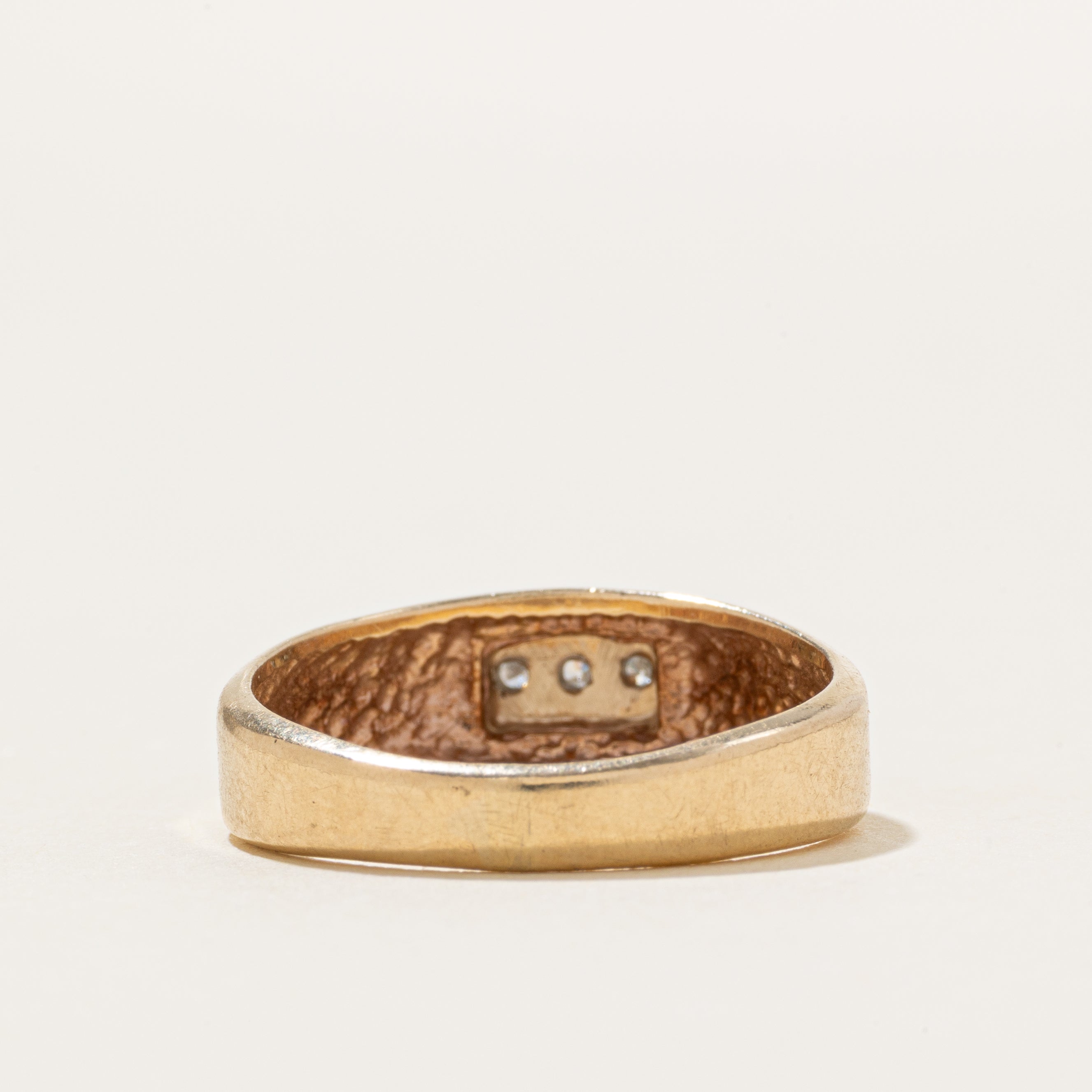 Three Stone Diamond Signet Ring | SZ 8
