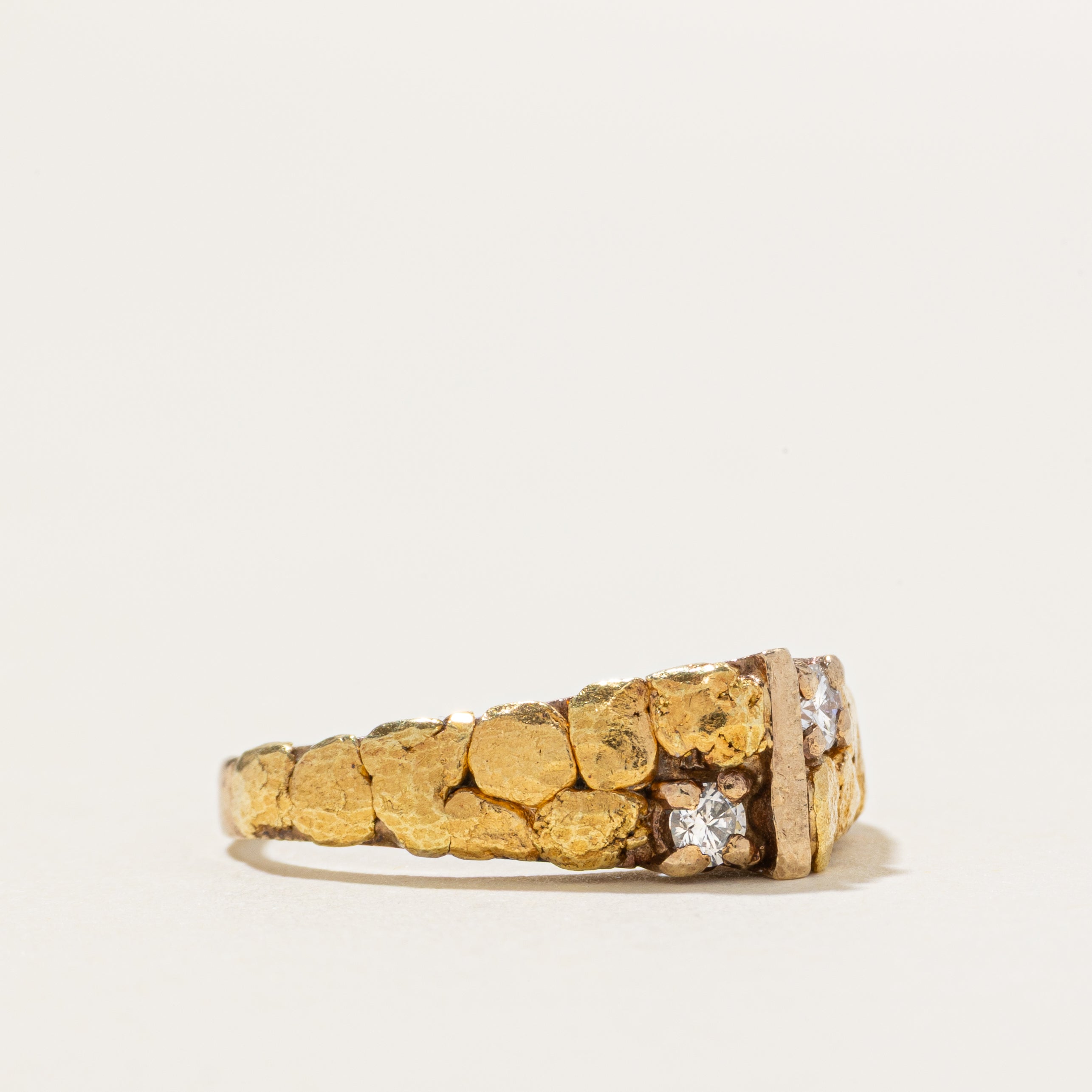 Two Stone Diamond Nuggety Tapered Ring | SZ 4.75