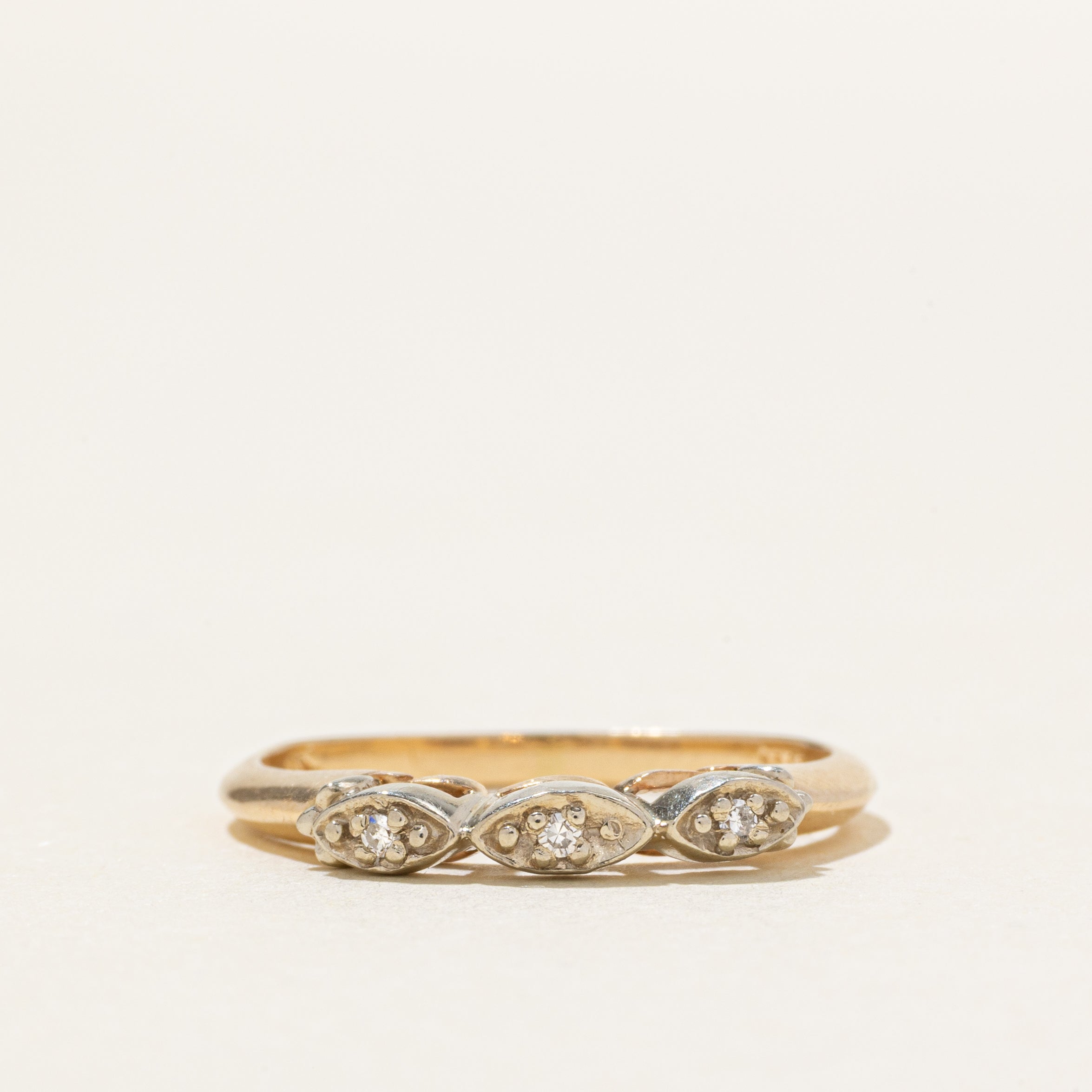 Two Tone Diamond Marquise Basket Ring | SZ 5.5