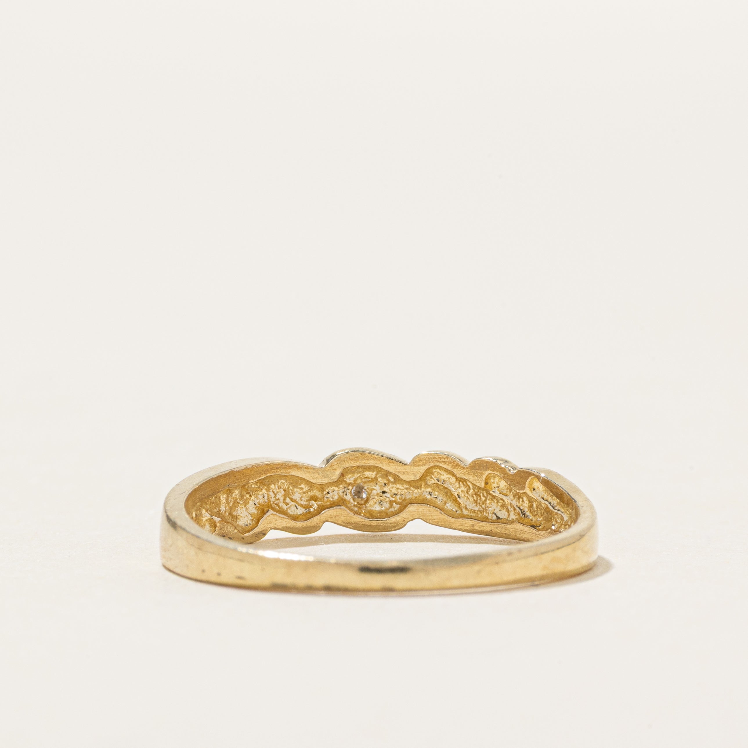 Two Tone Diamond Grooved Ring | SZ 6.5