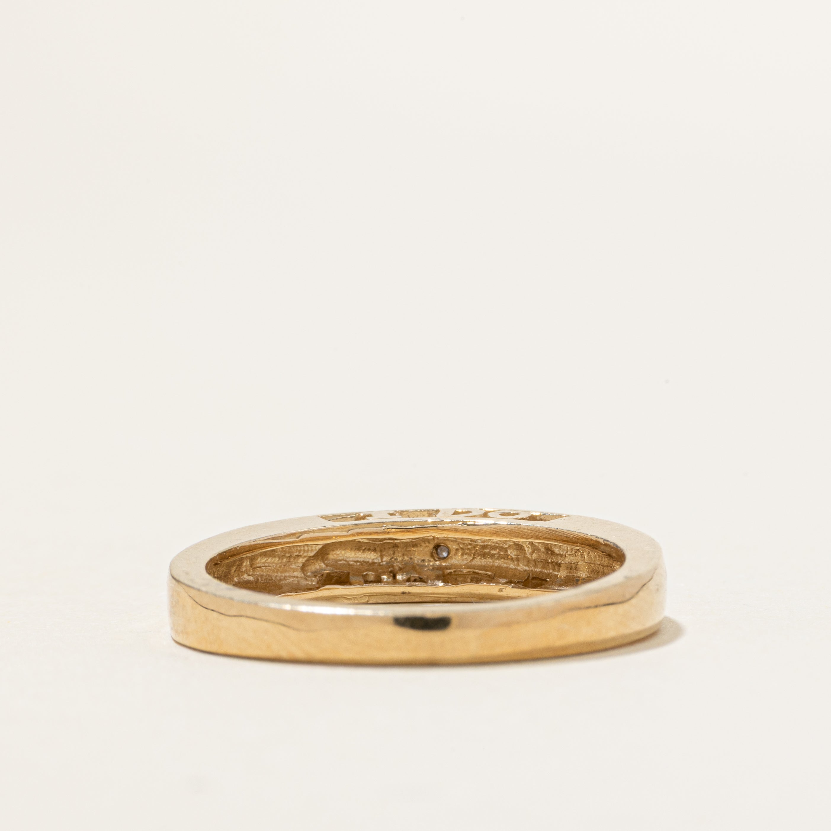 Two Tone Star Set Diamond "I DO" Band | SZ 11