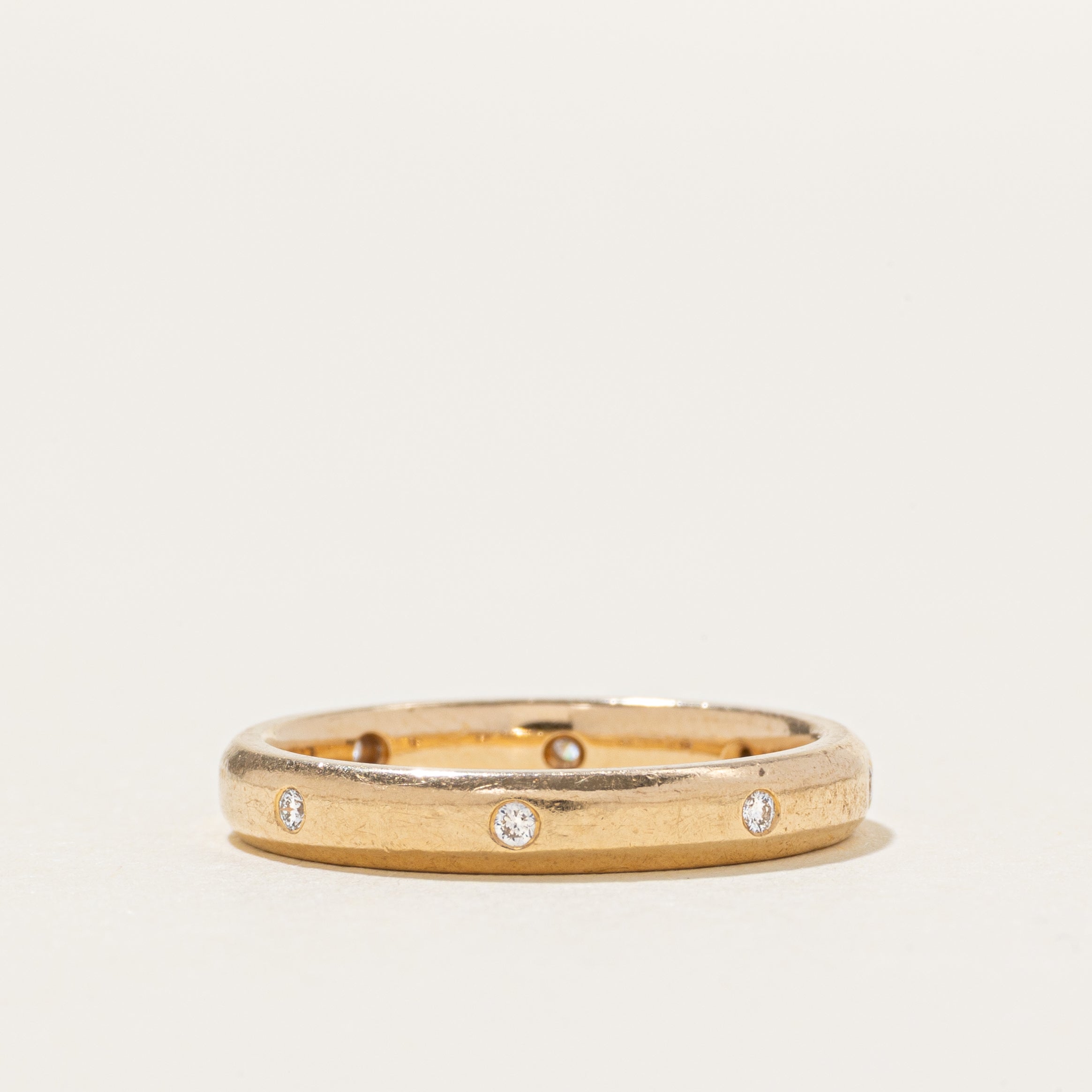 Alliance sertie de diamants à fleur en or 14 carats | Taille 4,5