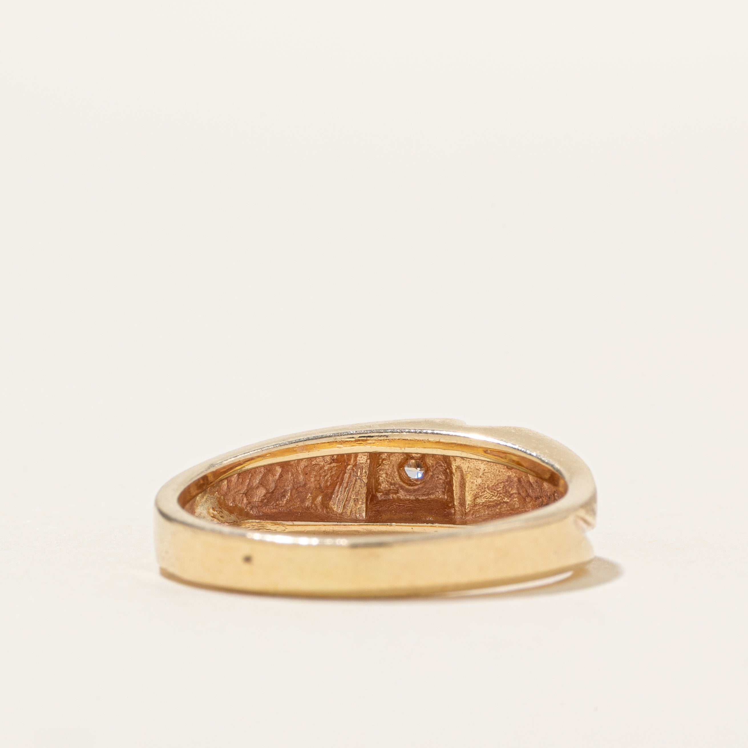 10k Diamond Textured Geometric Ring | SZ 7.5
